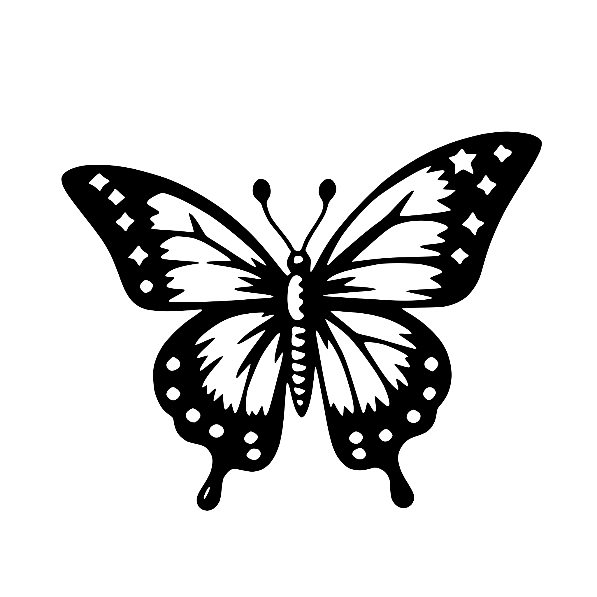 AI-generated SVG of a butterfly with stars