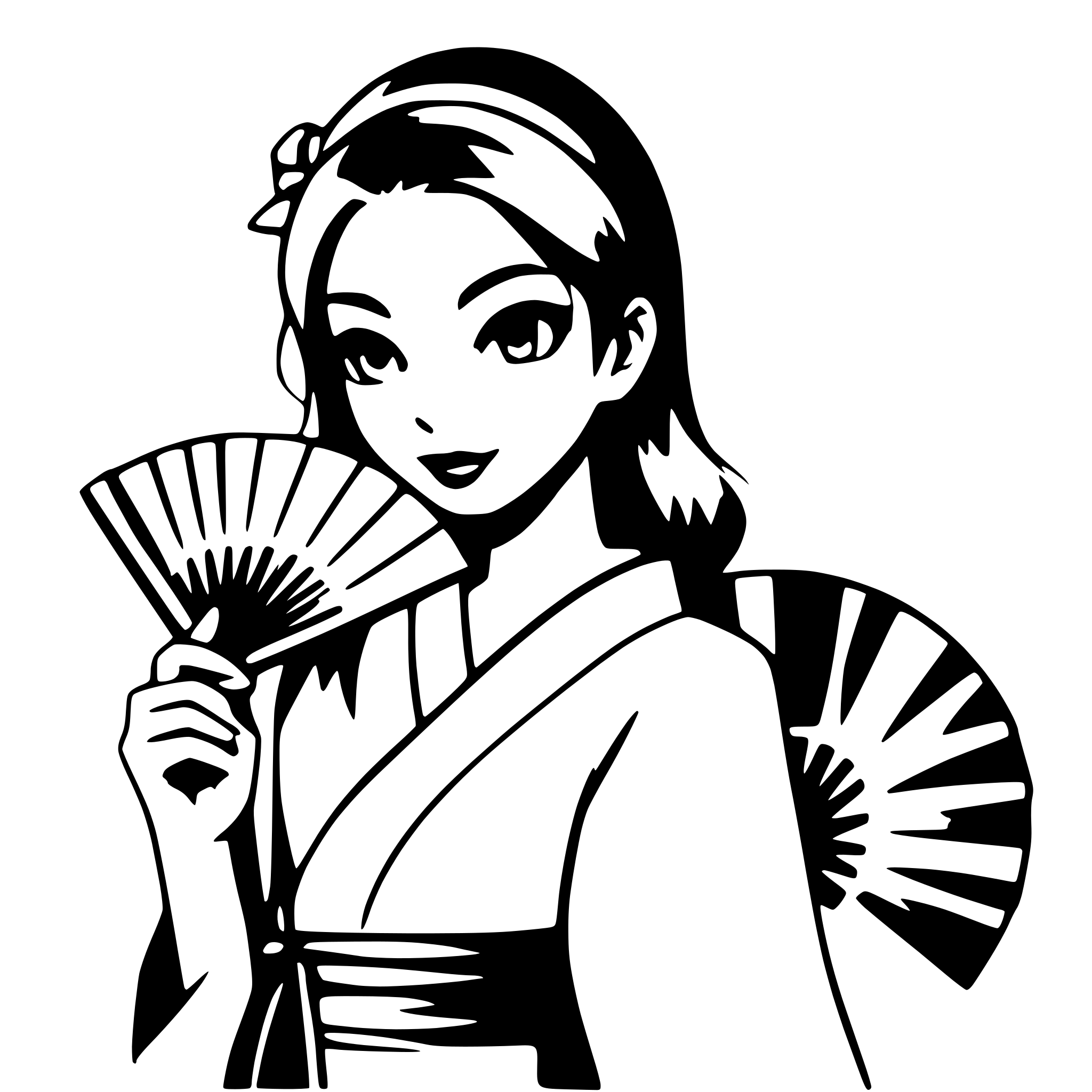 AI-generated SVG of 'geisha holding a fan'