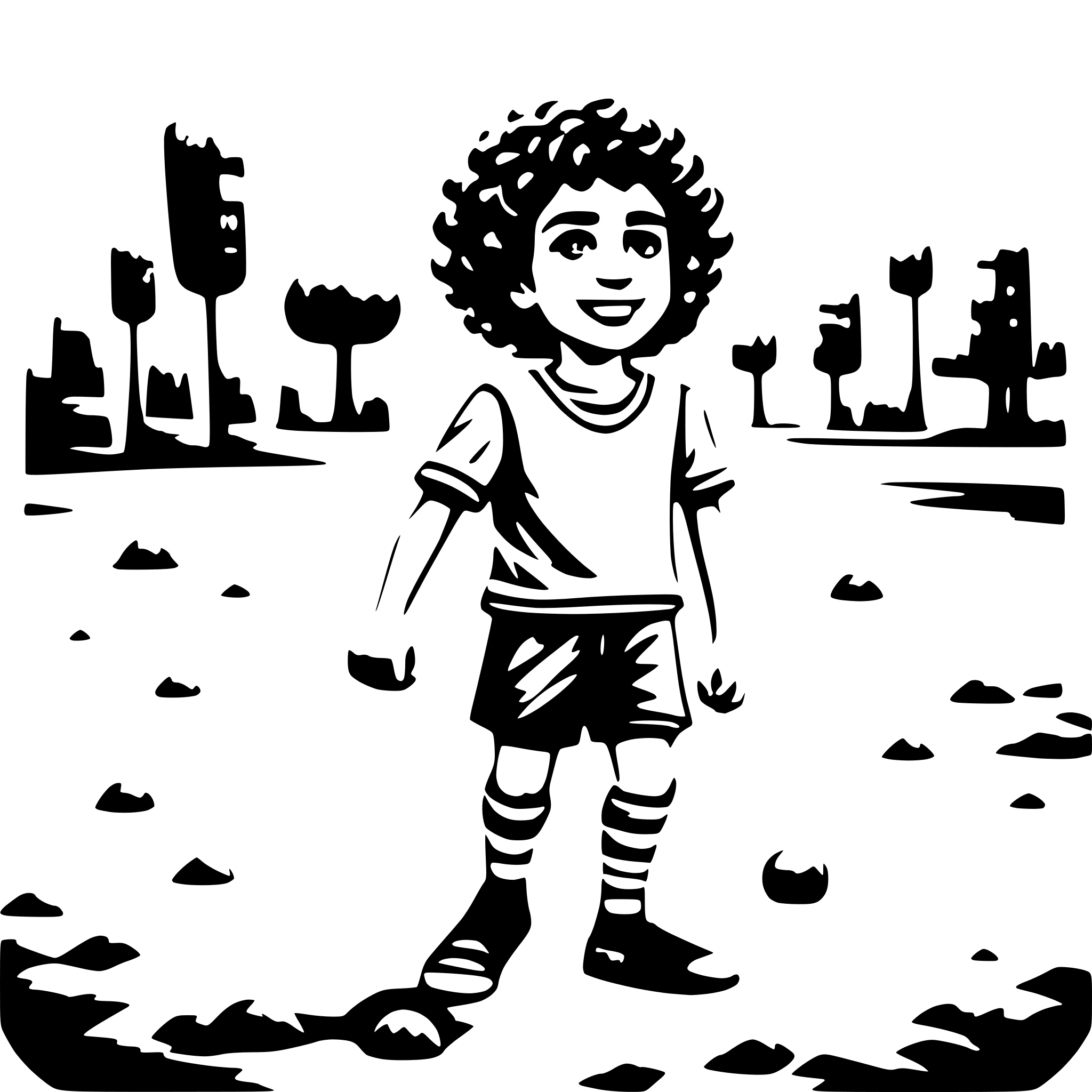 AI-generated SVG of 'A cute little boy, with curly hair, playing soccer with his friends on the dirt field of their neighborhood in Iran.'