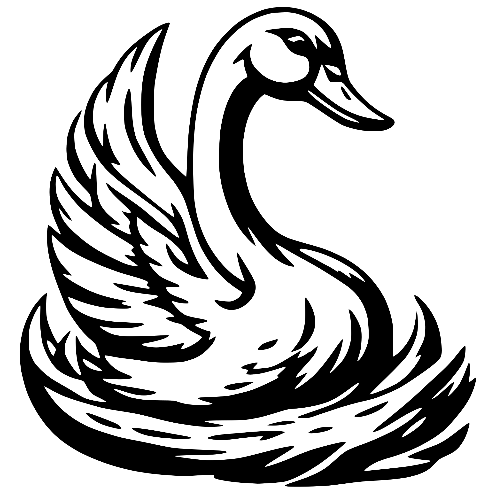 AI-generated SVG of 'SWAN CREATIVE WOOD CARVING'
