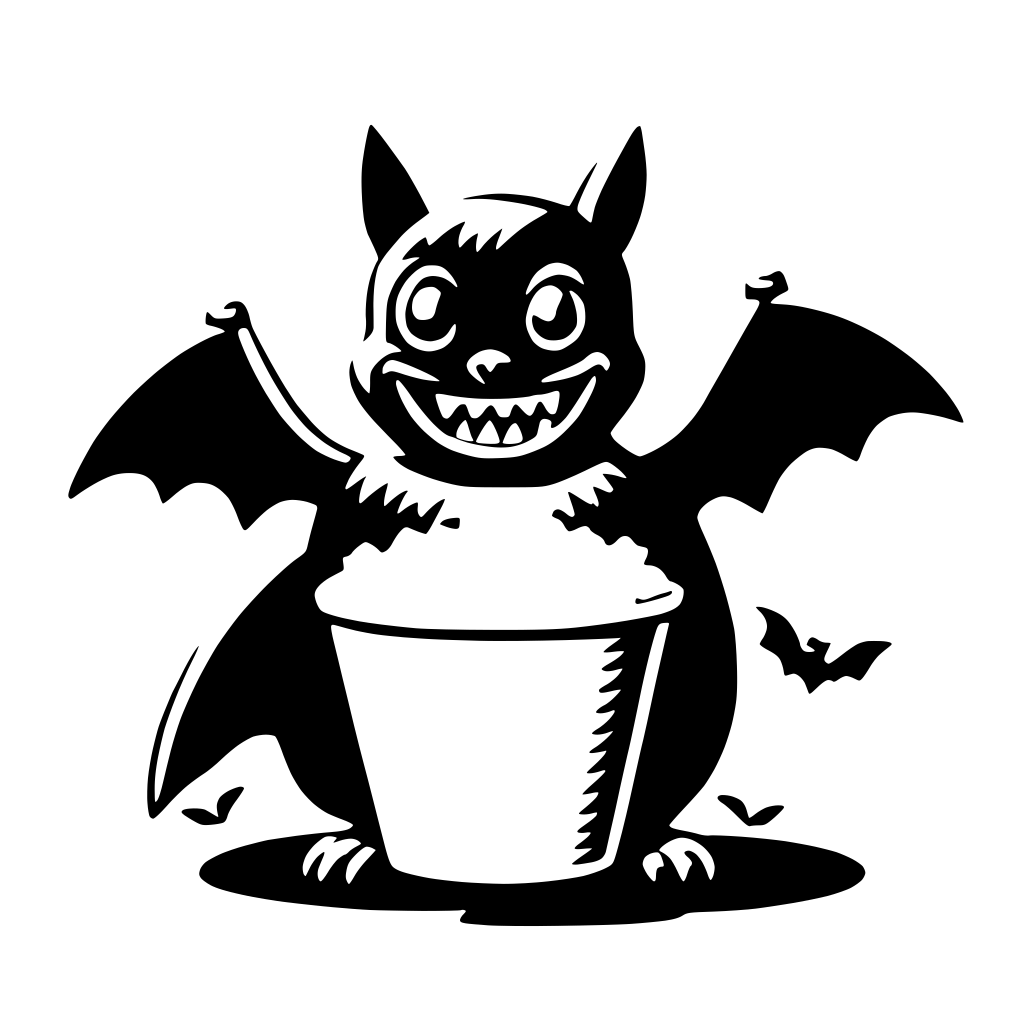 AI-generated SVG of 'bat with popcorn'