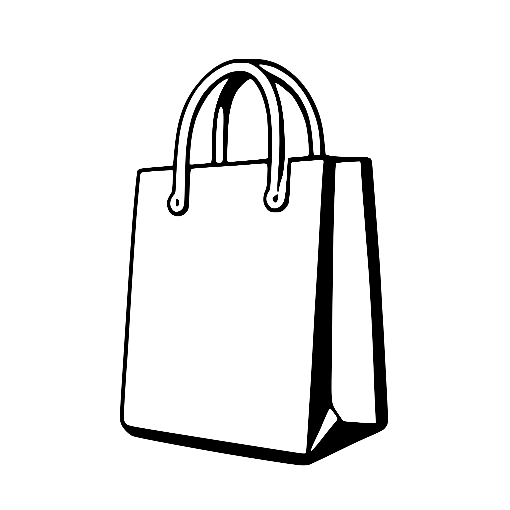 AI-generated SVG of a handdrawn minimal shopping bag in two dimensions