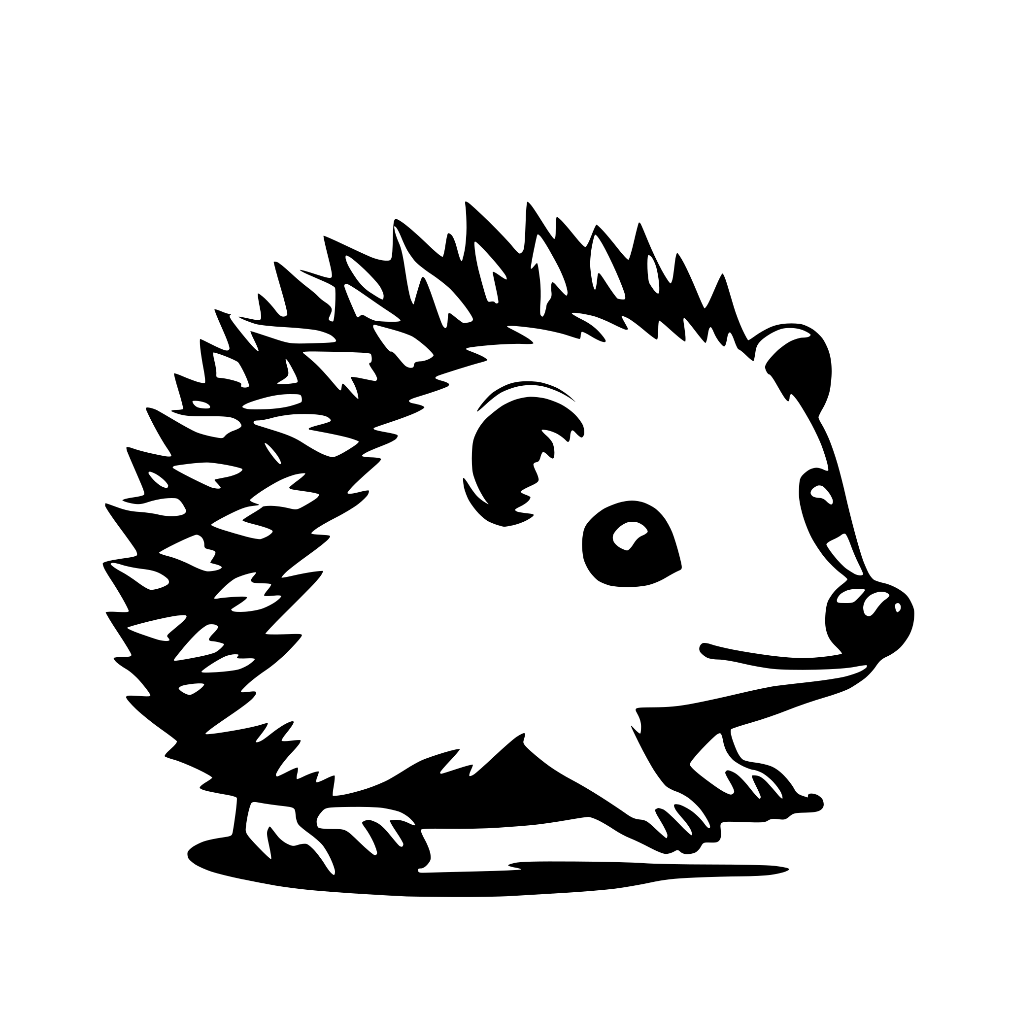AI-generated SVG of 'hedgehog cute animal displaying spikes'