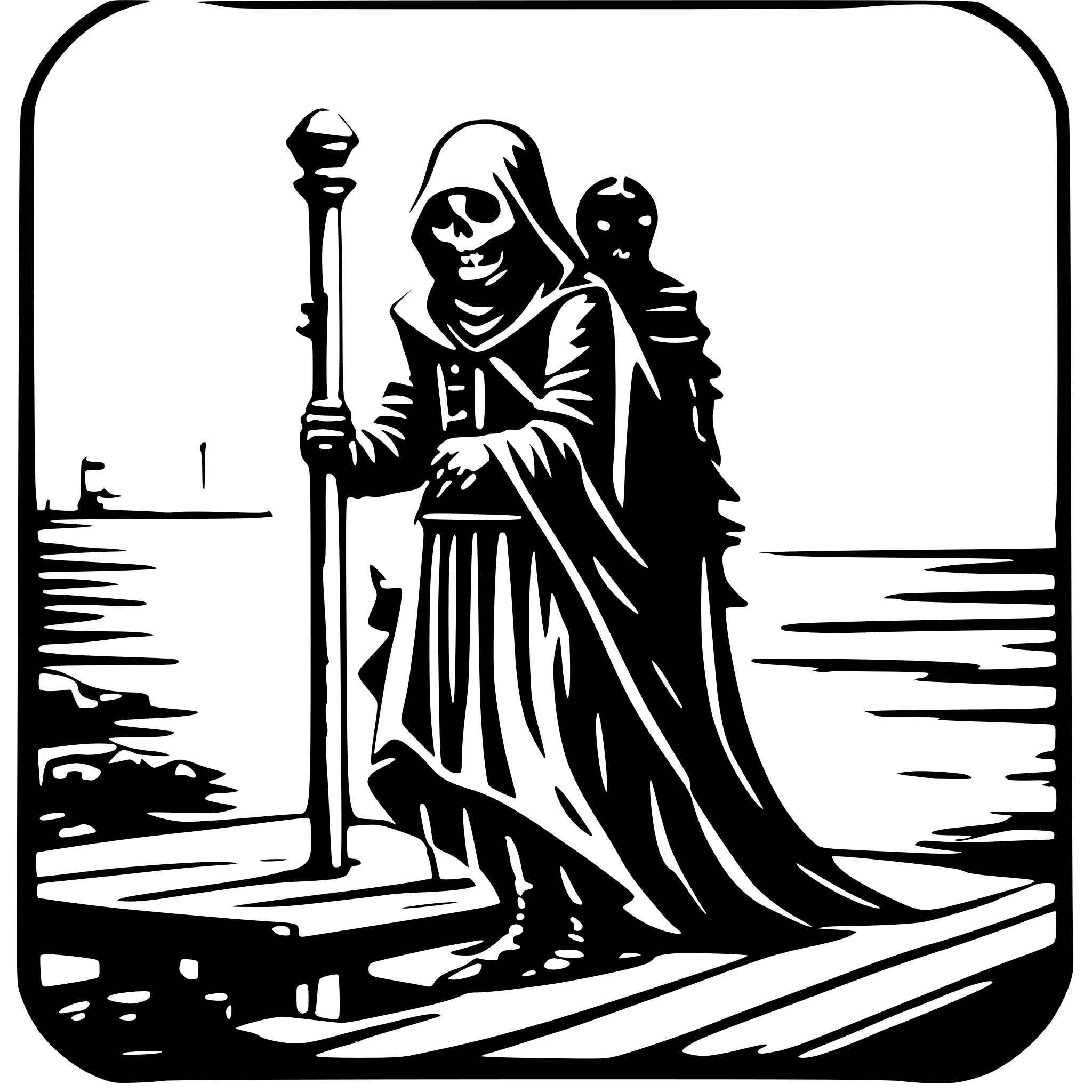 AI-generated SVG of a grim reaper on a pier