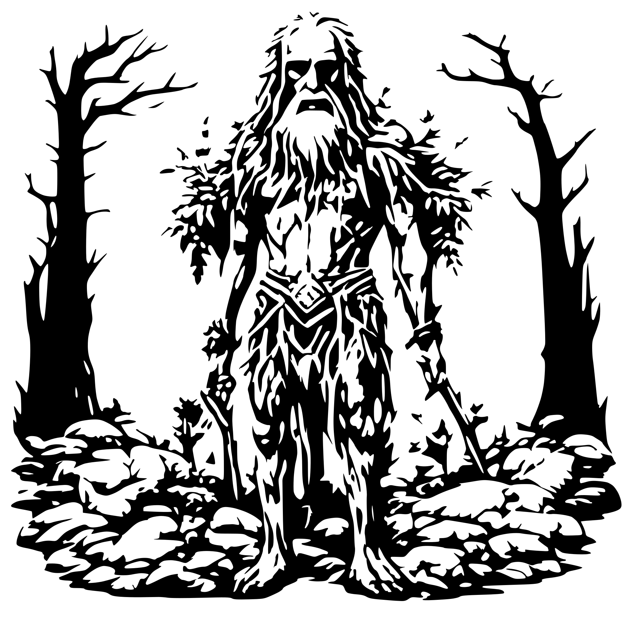 AI-generated SVG of 'Detailed Leshy showing entire body'