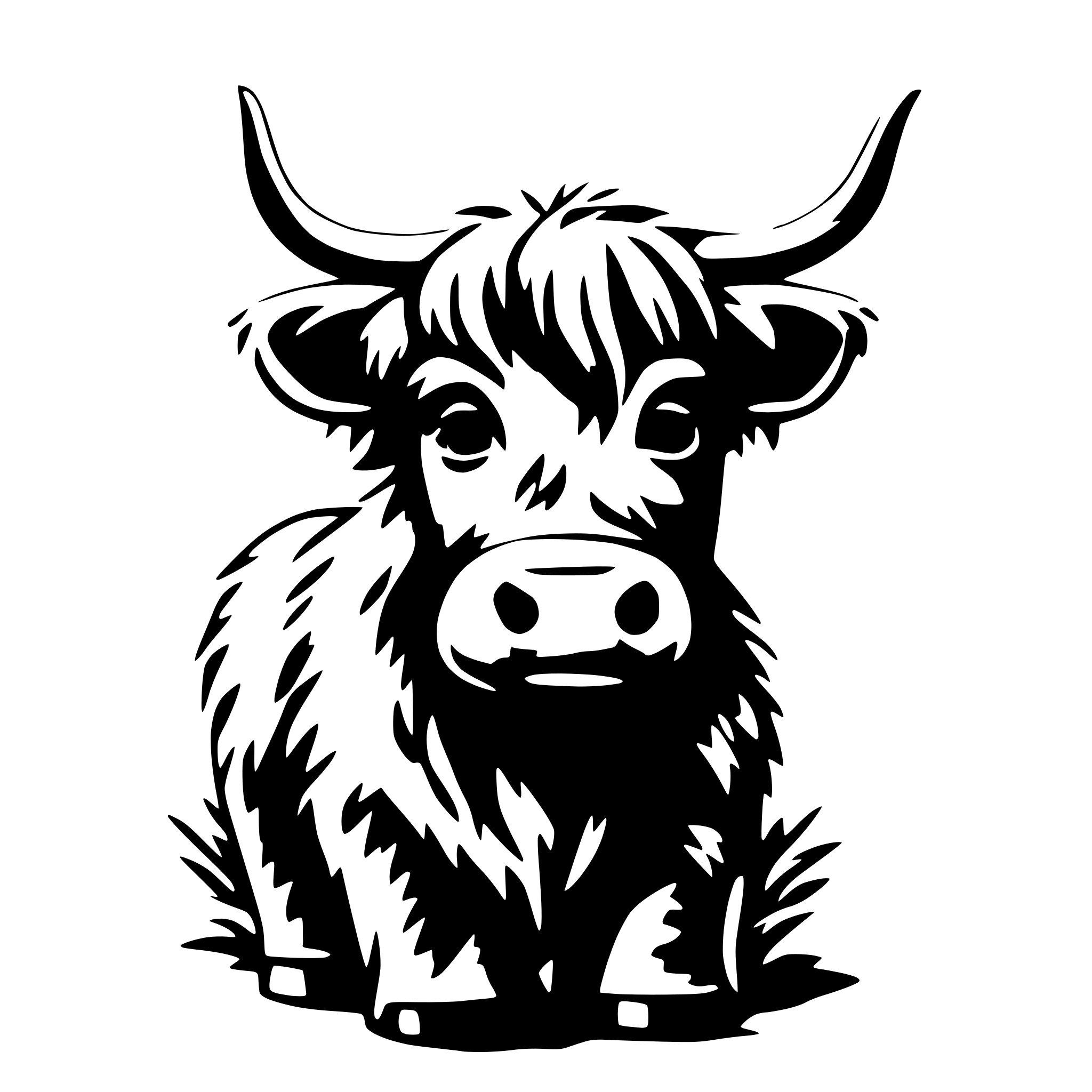 AI-generated SVG of 'cute highland cow'