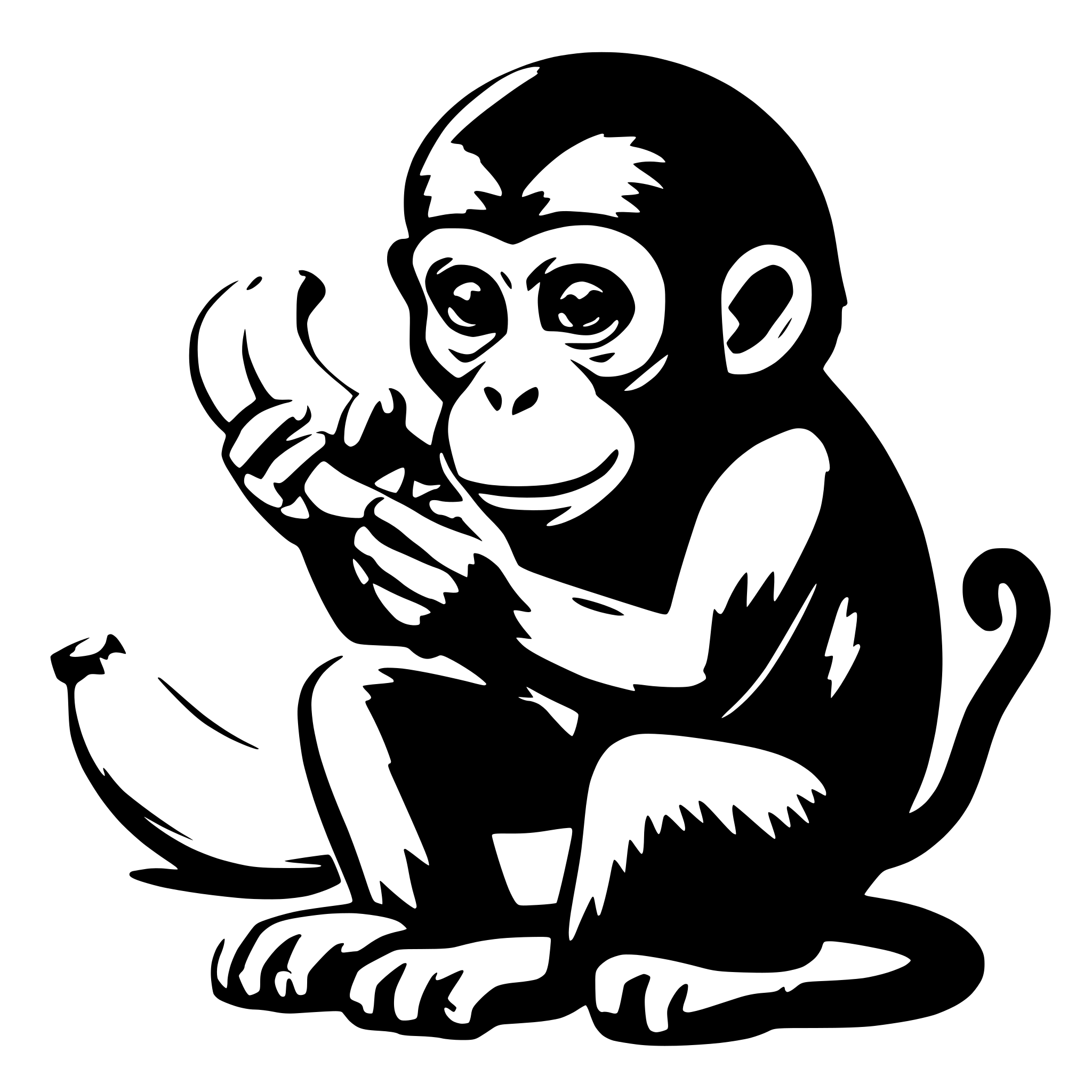 AI-generated SVG of a monkey eating banana