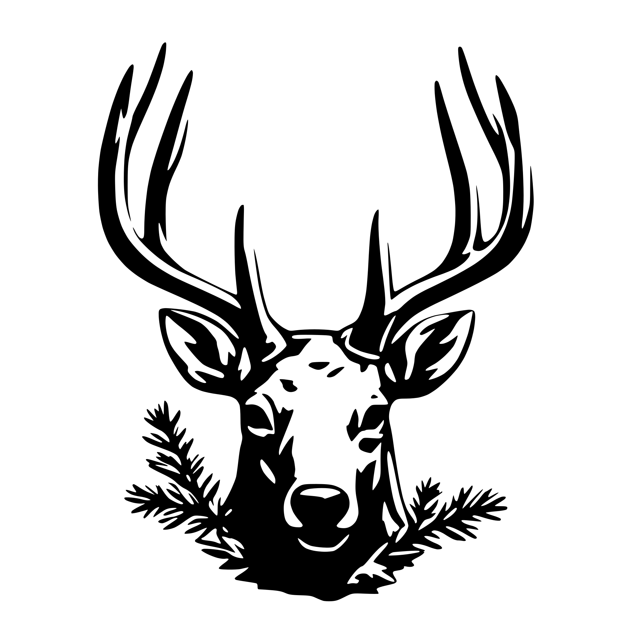 AI-generated SVG of a elk antlers with conifer