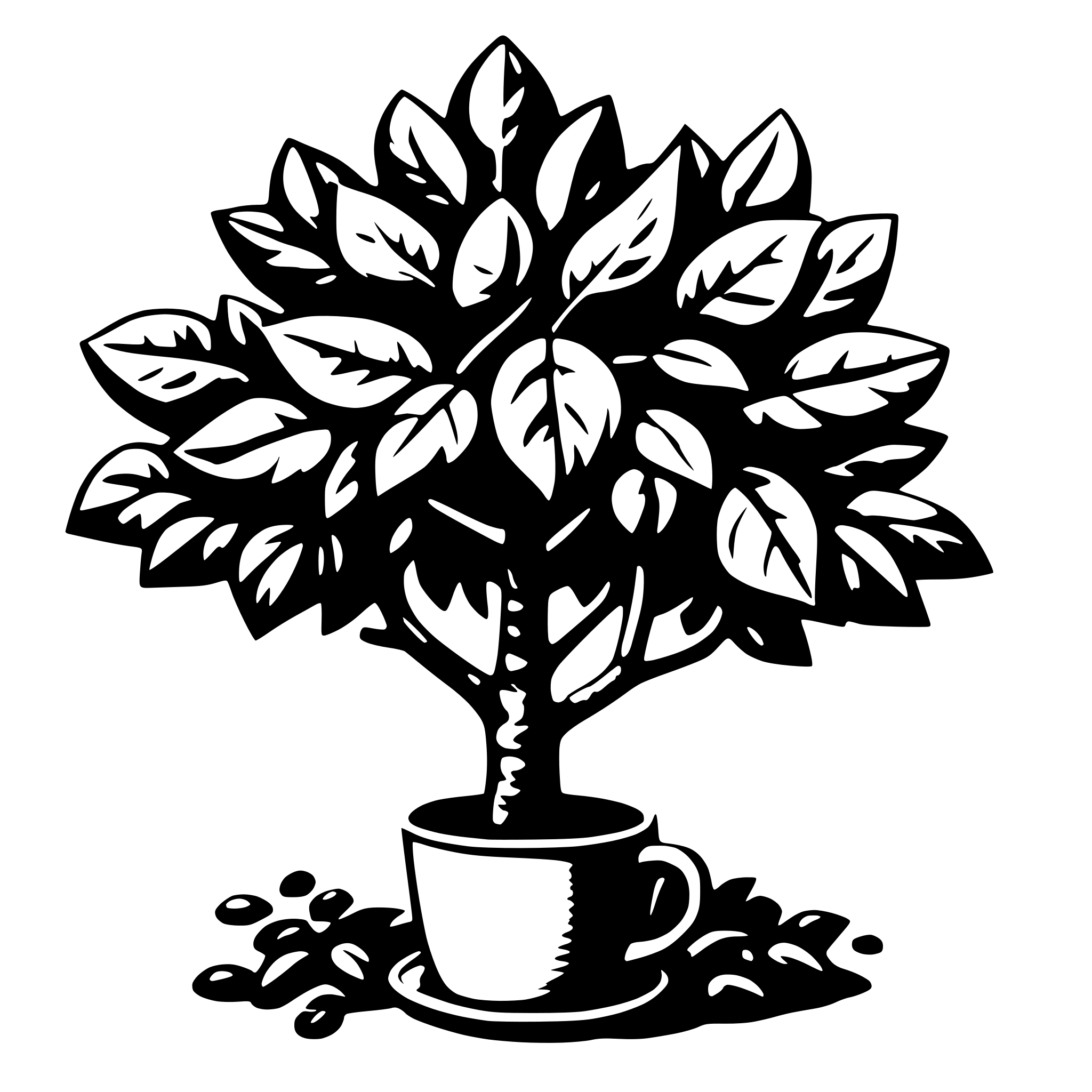 AI-generated SVG of 'hot coffee tree'