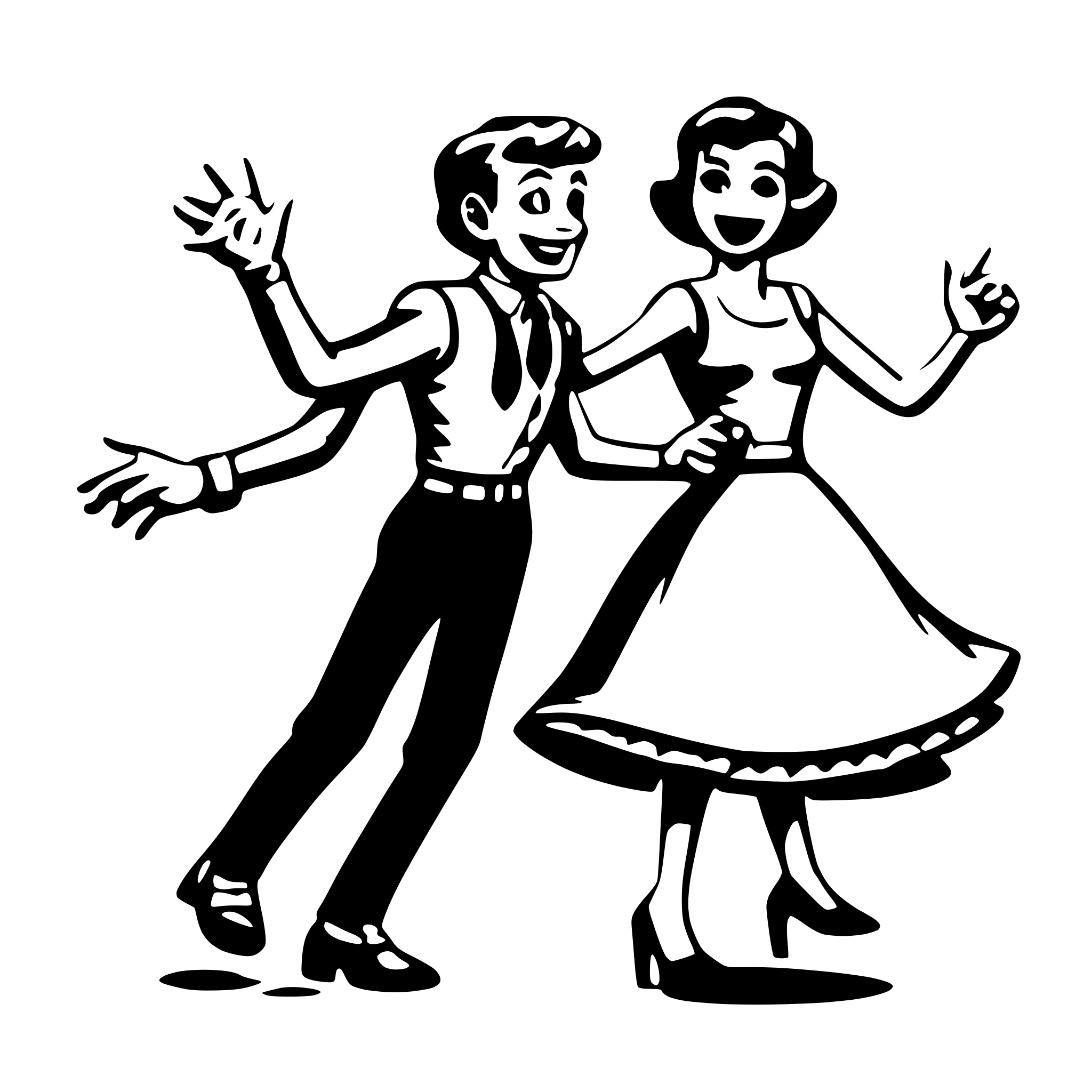 AI-generated SVG of 'Dancing Thumbs retro 50s cartoon'