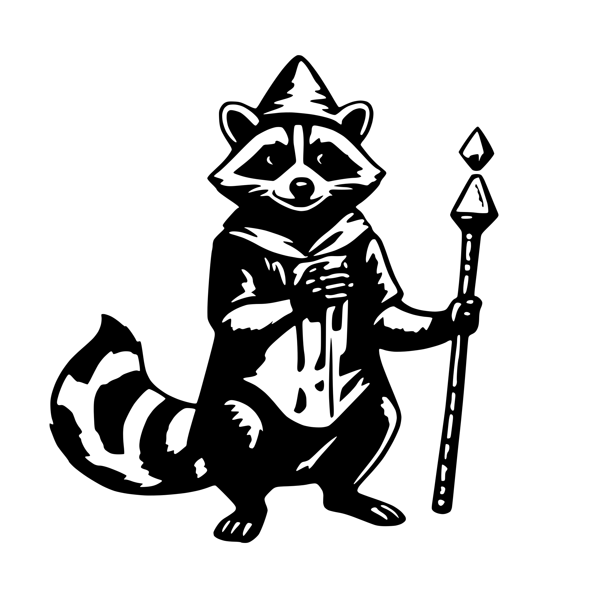 AI-generated SVG of 'etched illustration wizard raccoon'