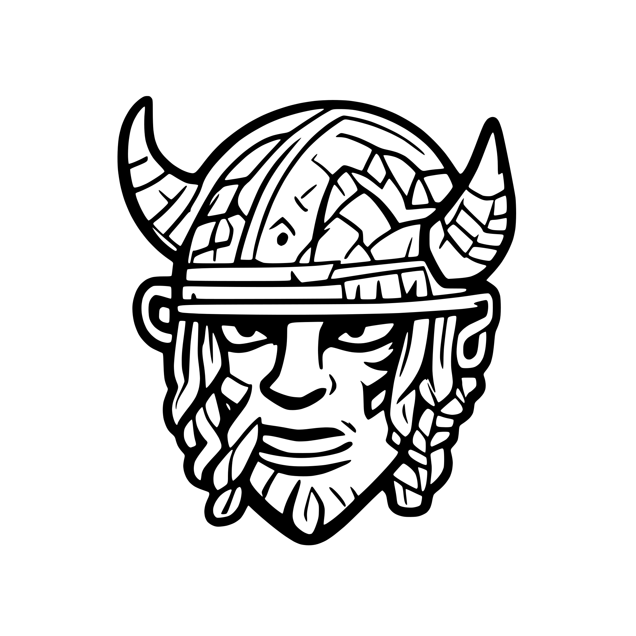 AI-generated SVG of a viking head with helmet facing forward