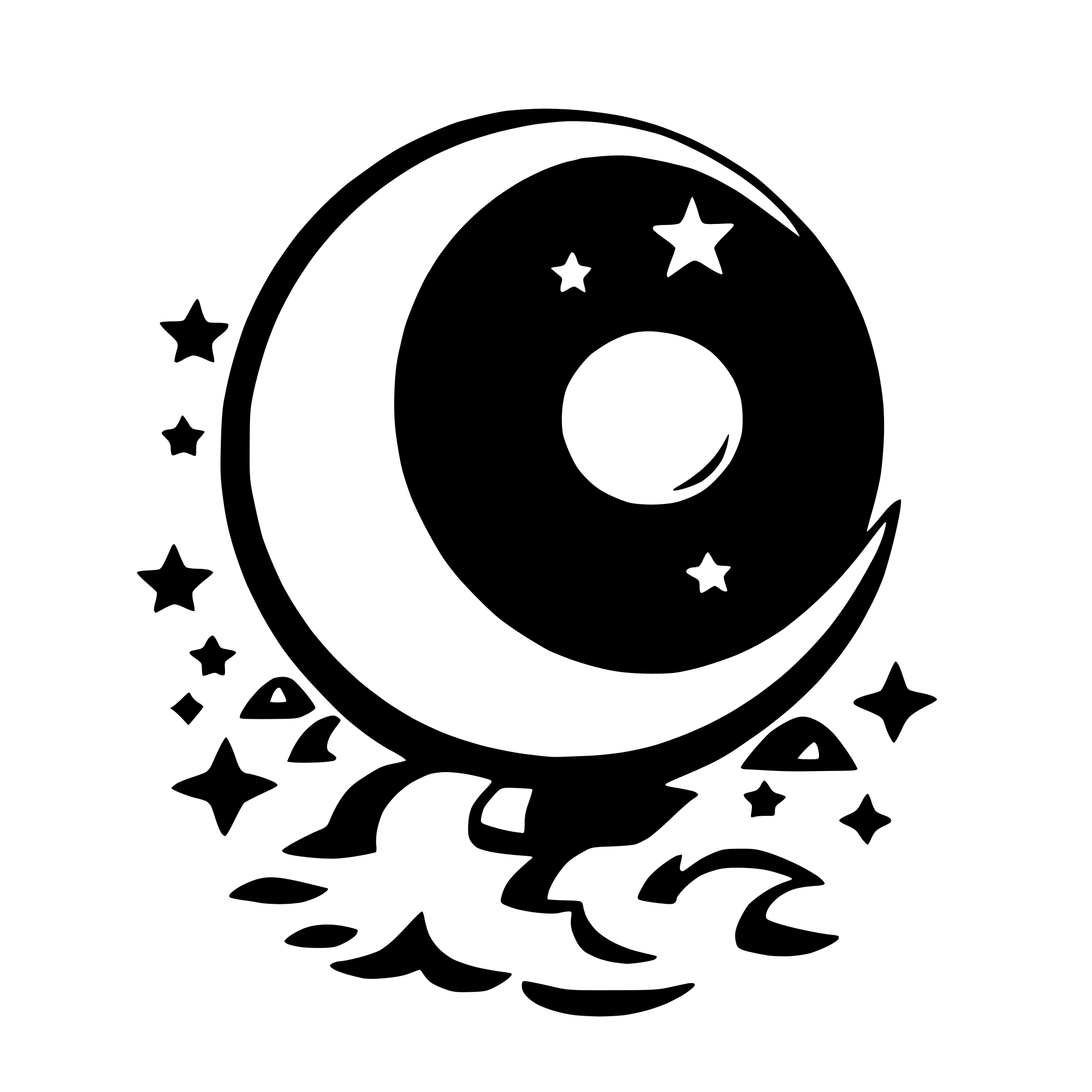 AI-generated SVG of 'moon and stars'