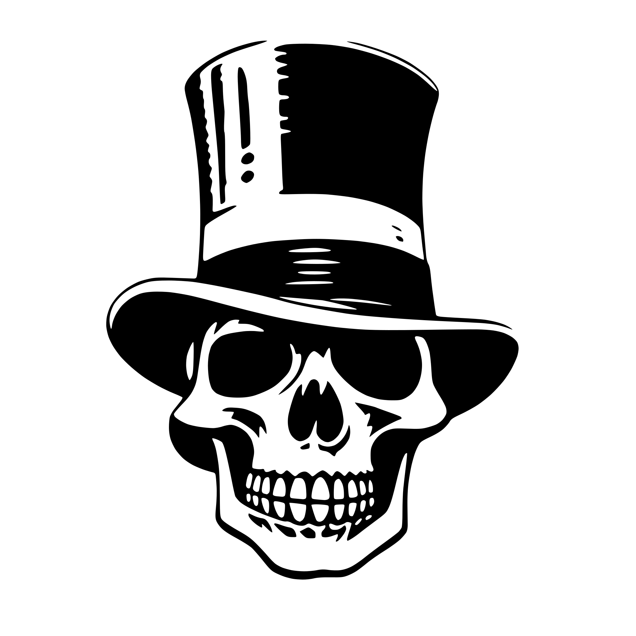 AI-generated SVG of 'a skull with hat cylinder'