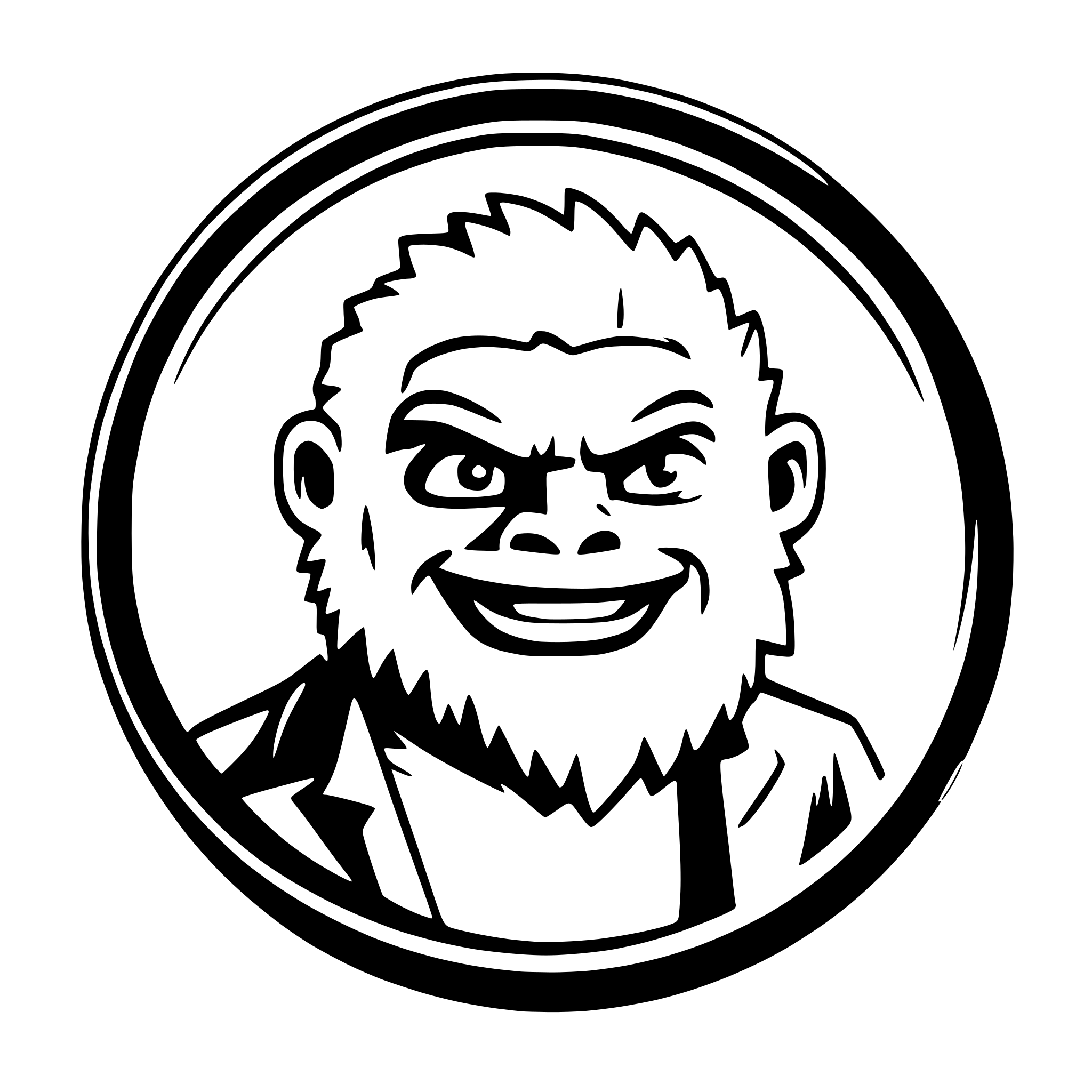 AI-generated SVG of a a logo of excited yeti headshot with database