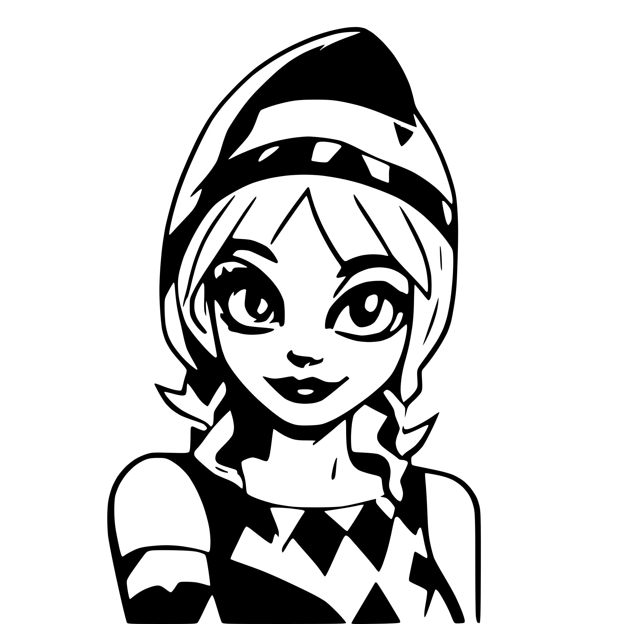 AI-generated SVG of a harley quinn with Jester hat