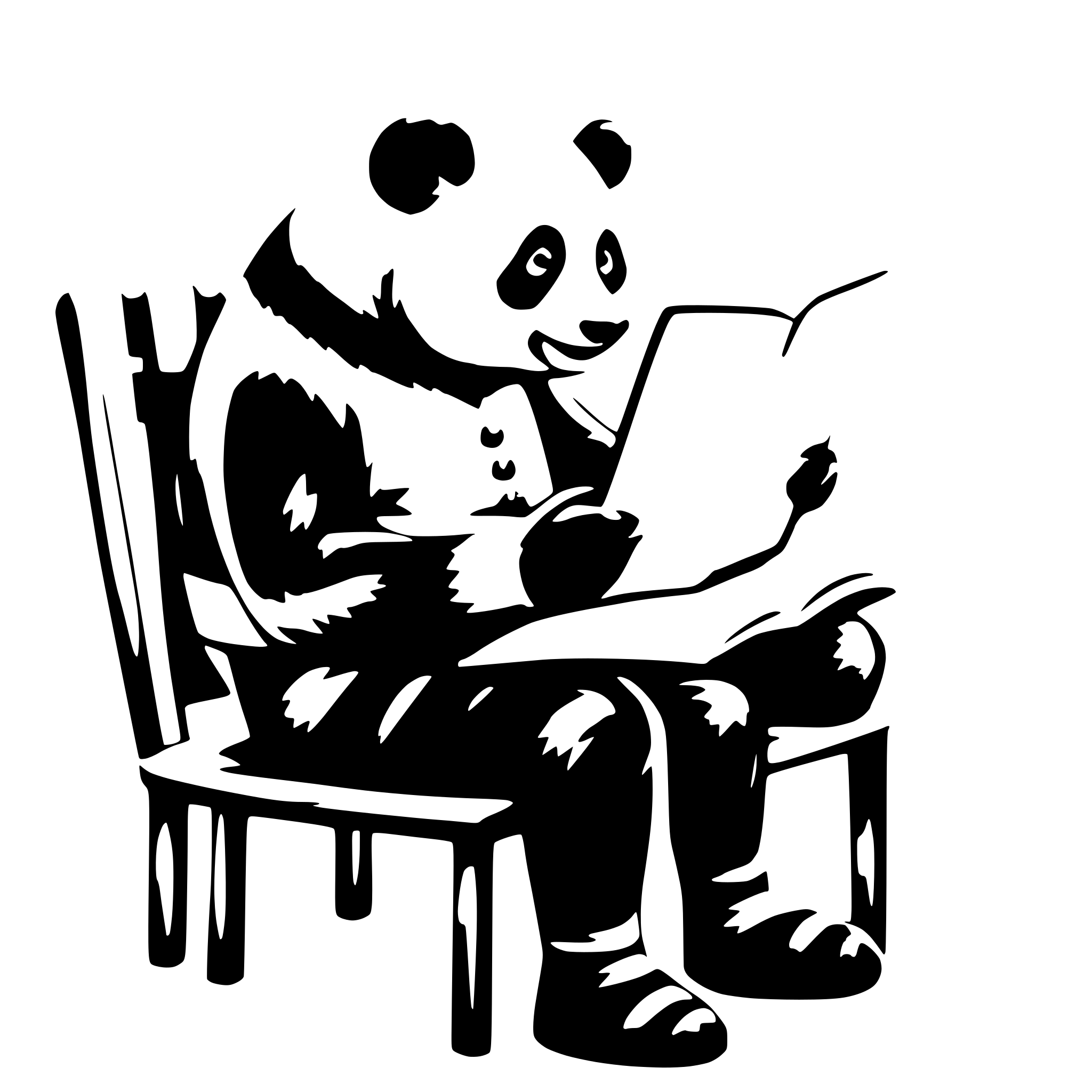 AI-generated SVG of a a panda, sit on a chair, reading a very big book