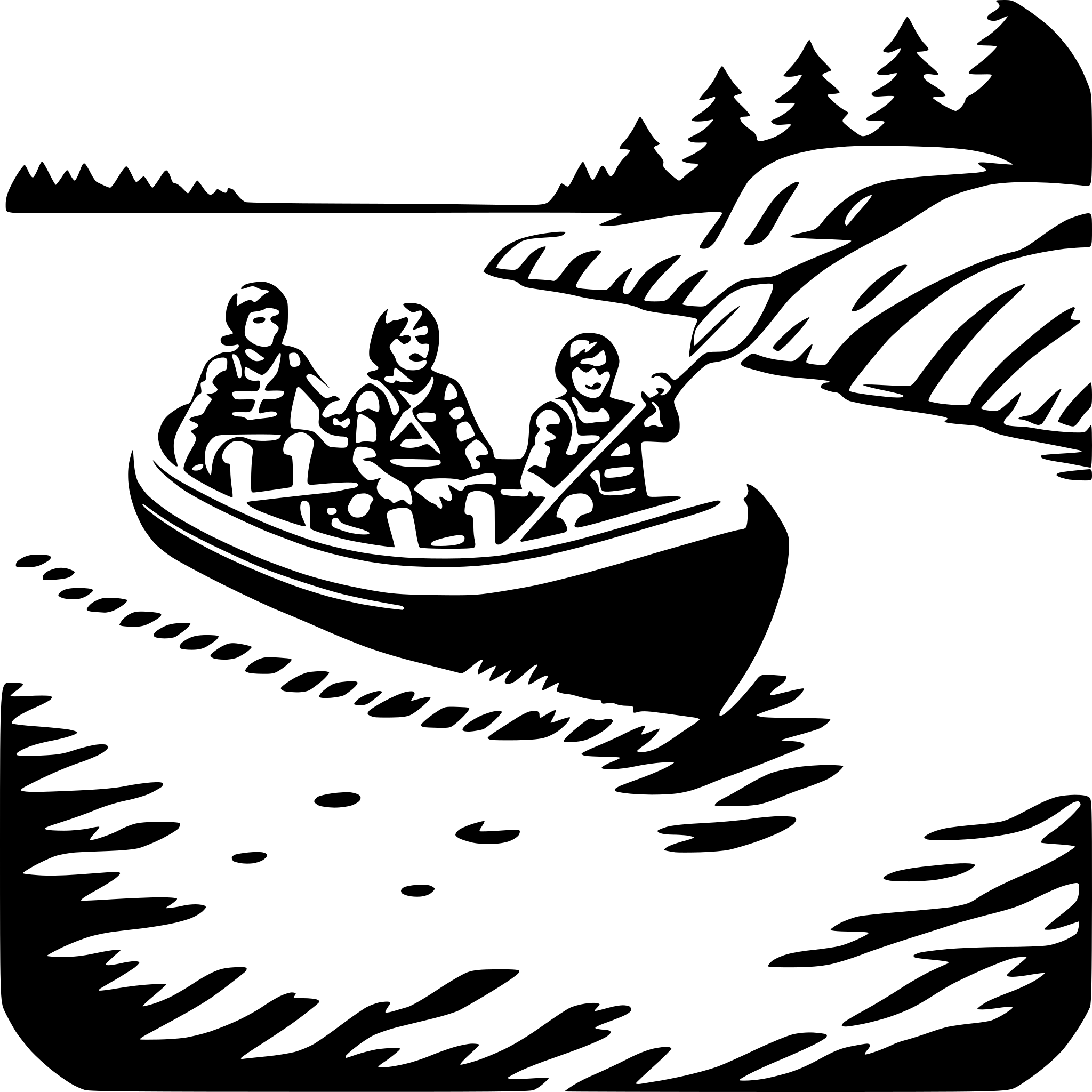AI-generated SVG of 'rafting down rapids'