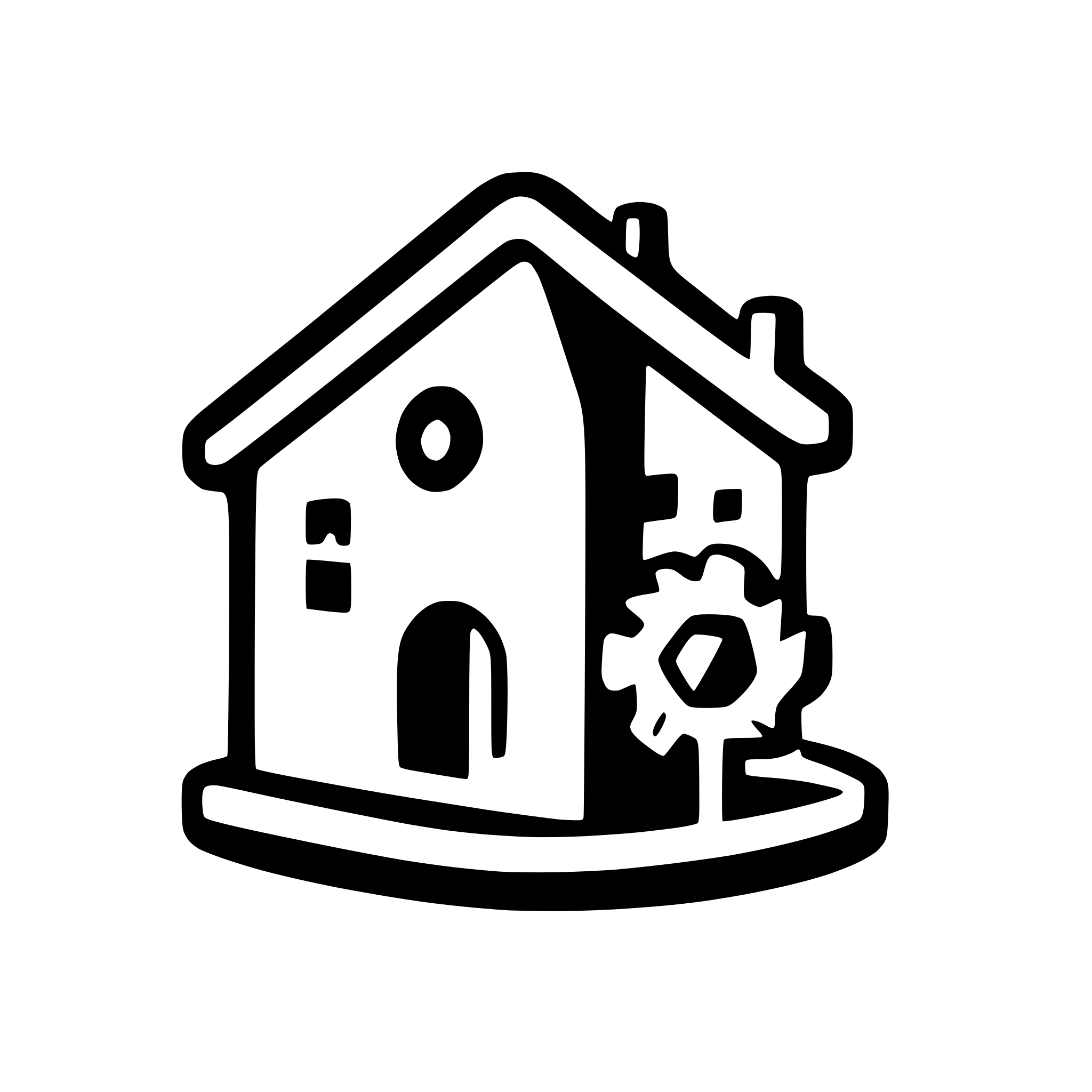 AI-generated SVG of a create an icon with a gear and a house in orange light color