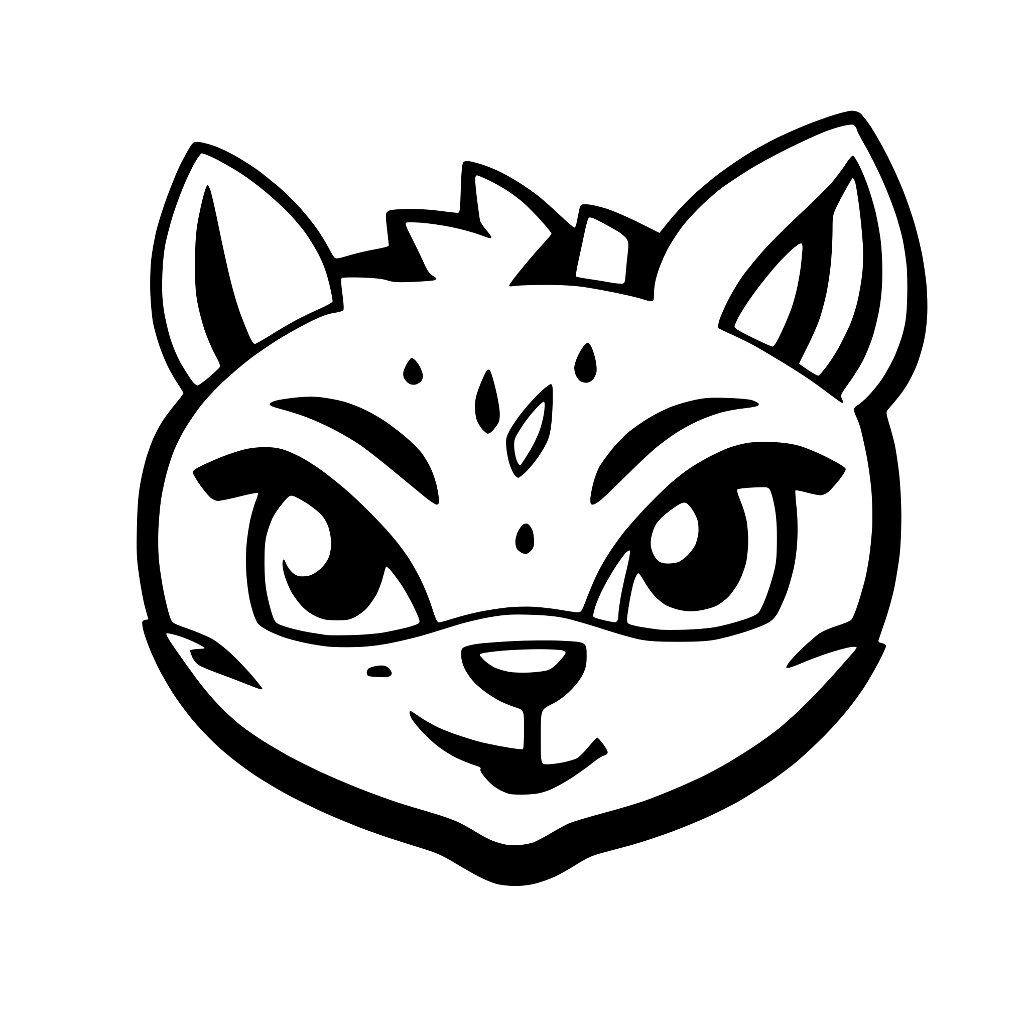 AI-generated SVG of a simplified baby lynx face cute with big black eye and cartoon style