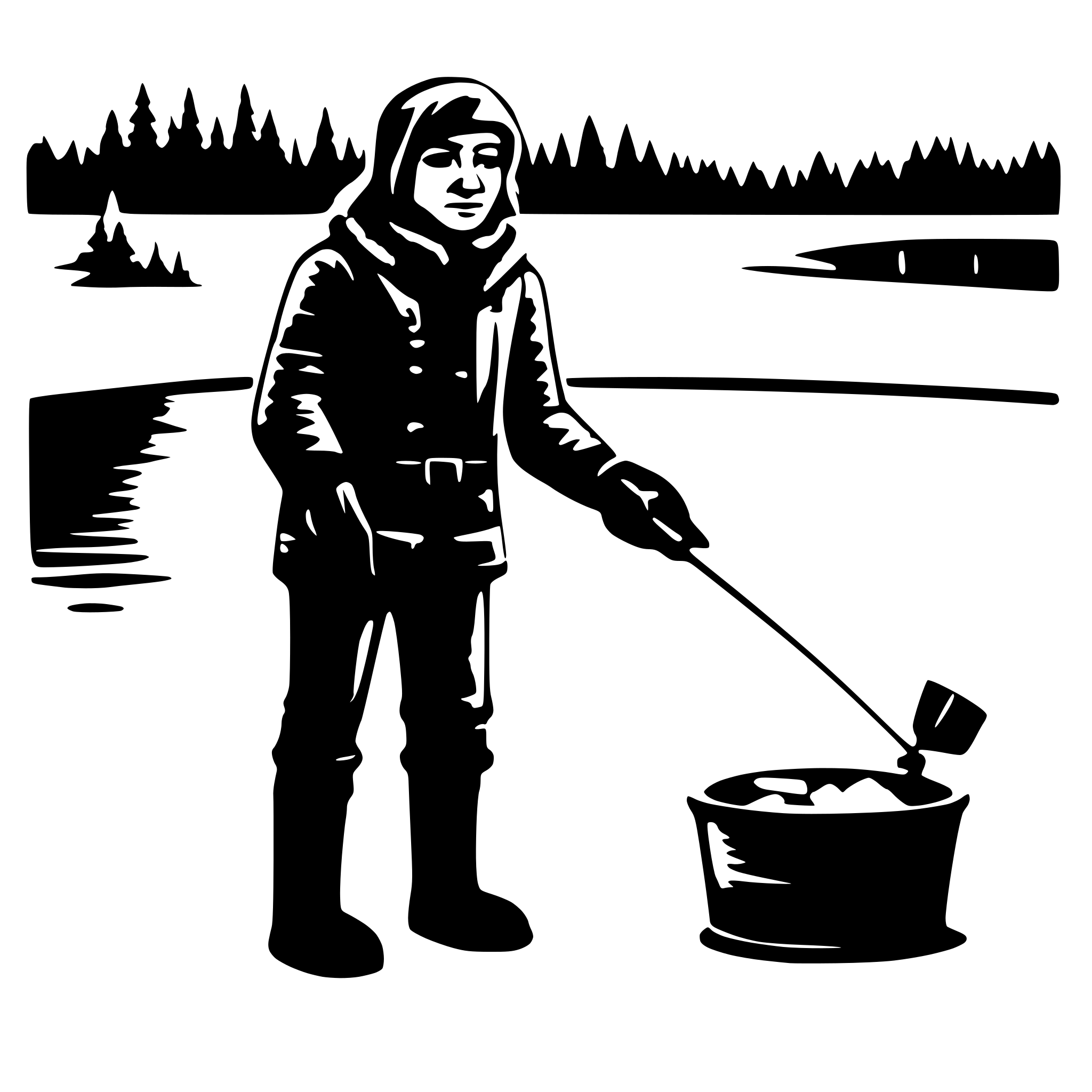 AI-generated SVG of a Guy ice fishing
