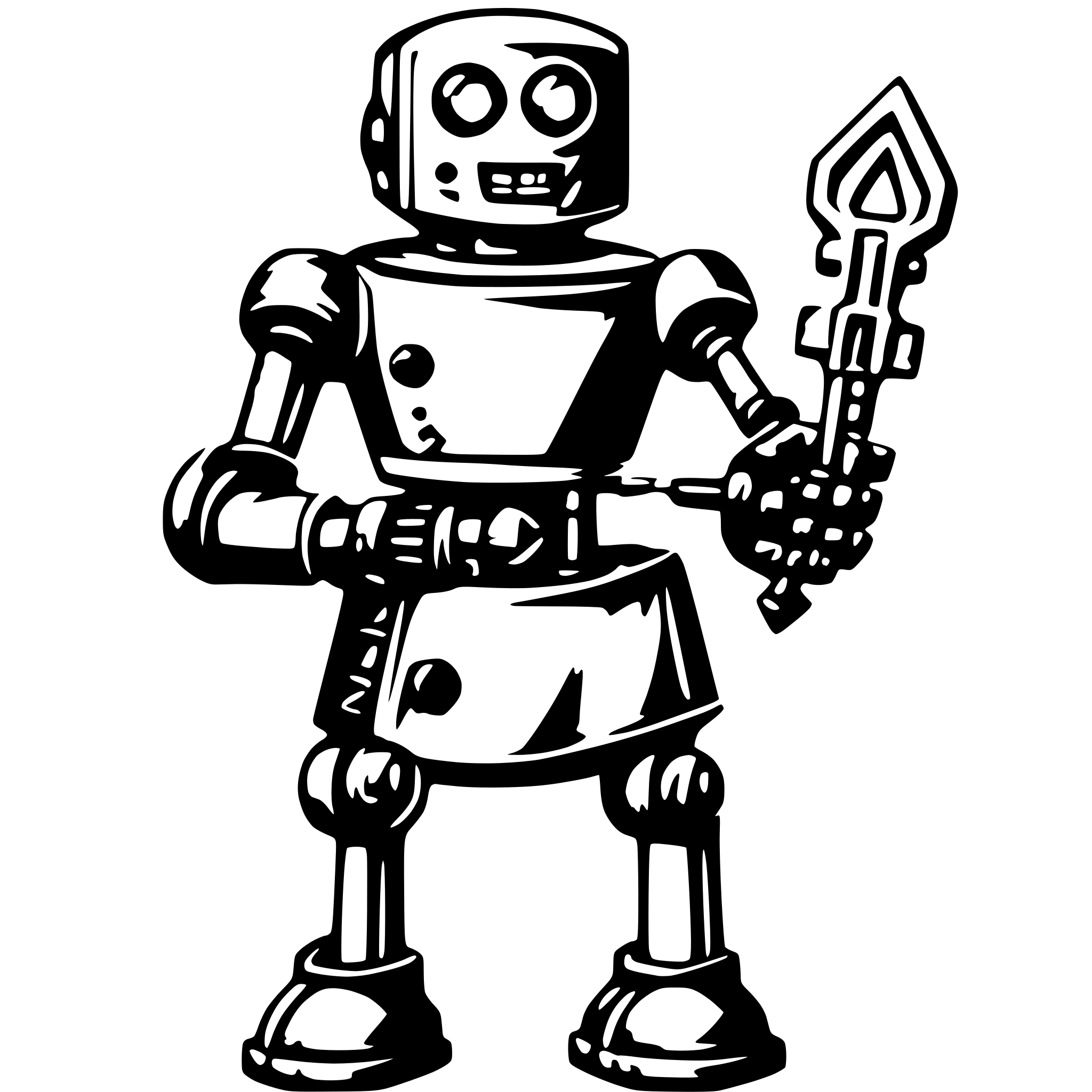 AI-generated SVG of 'fire robot holding a key'