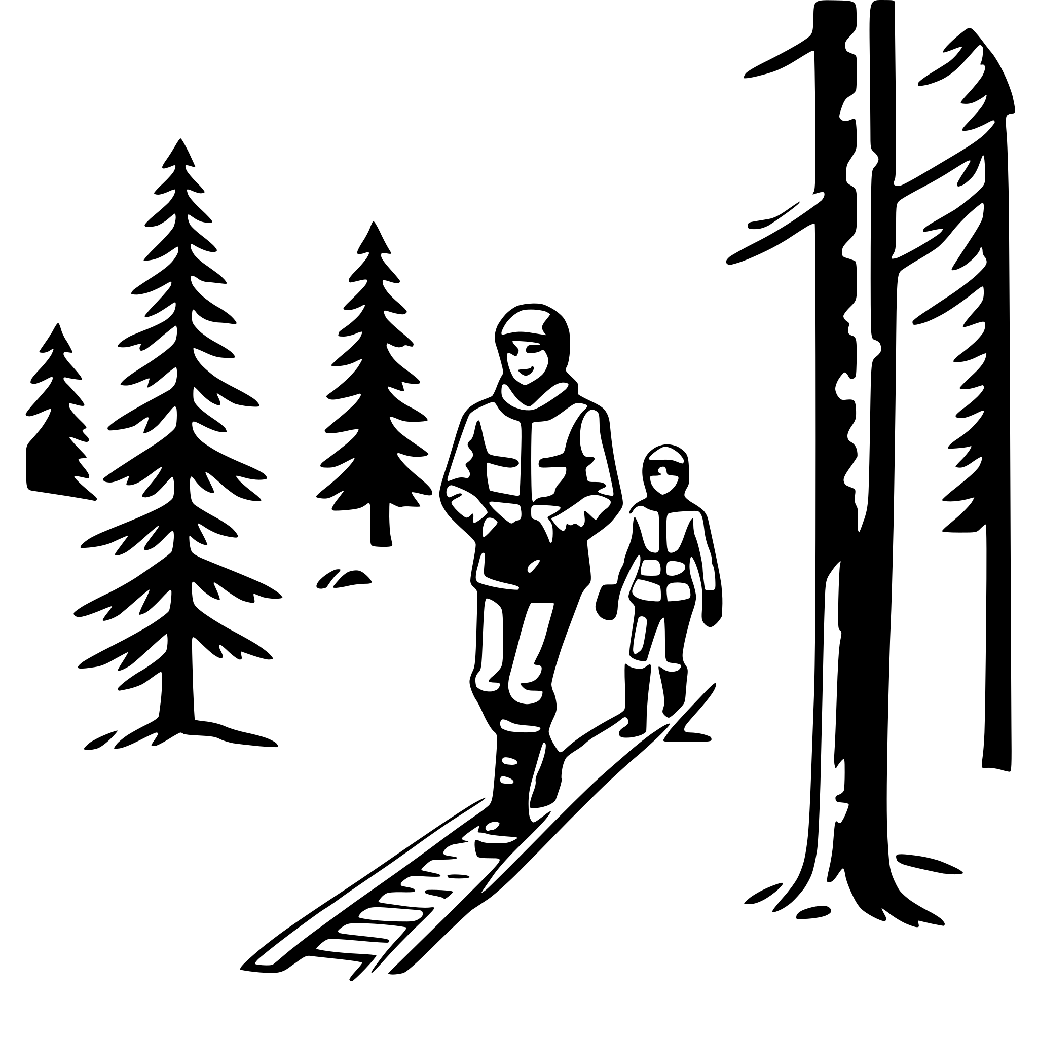 AI-generated SVG of a snowshoeing in woods