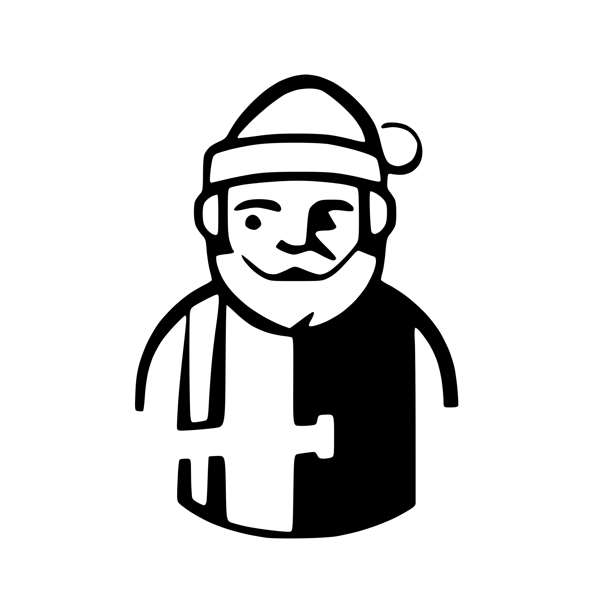 AI-generated SVG of a simple solid black and white icon of santa claus, vector style, flat design, high contrast