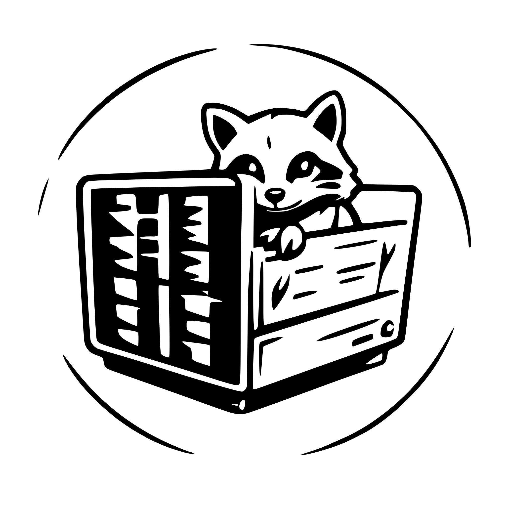 AI-generated SVG of a vector logo of a raccoon inside a pc