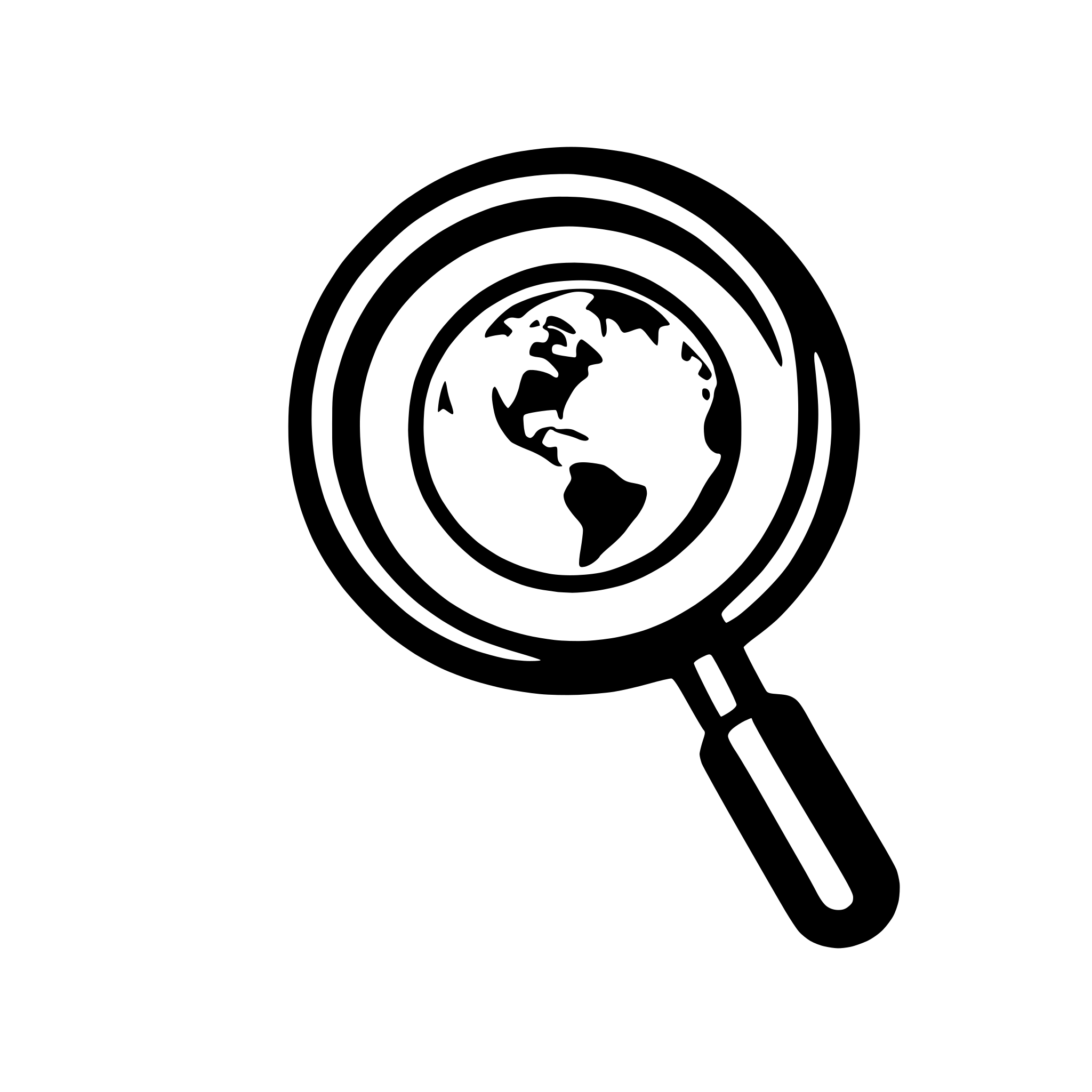 AI-generated SVG of a globe with magnifying glass