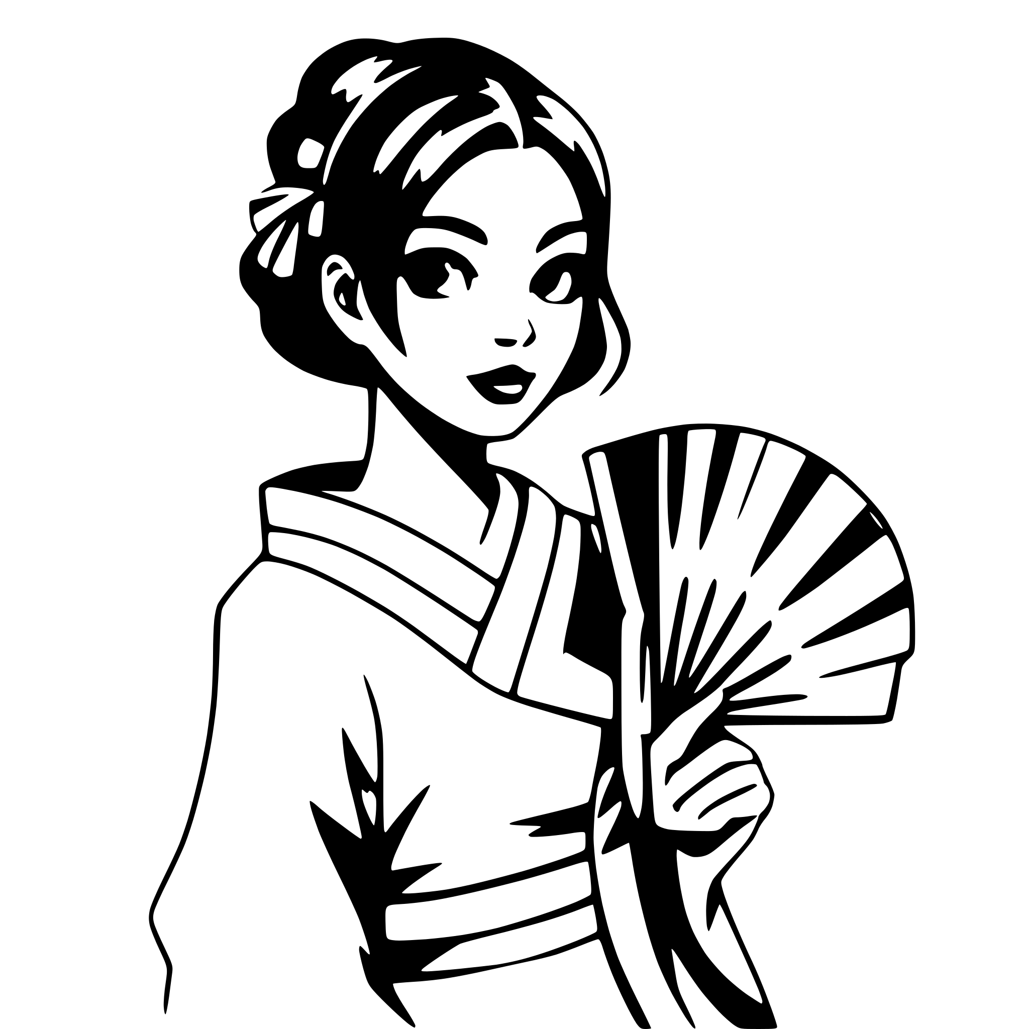 AI-generated SVG of 'geisha holding a fan'