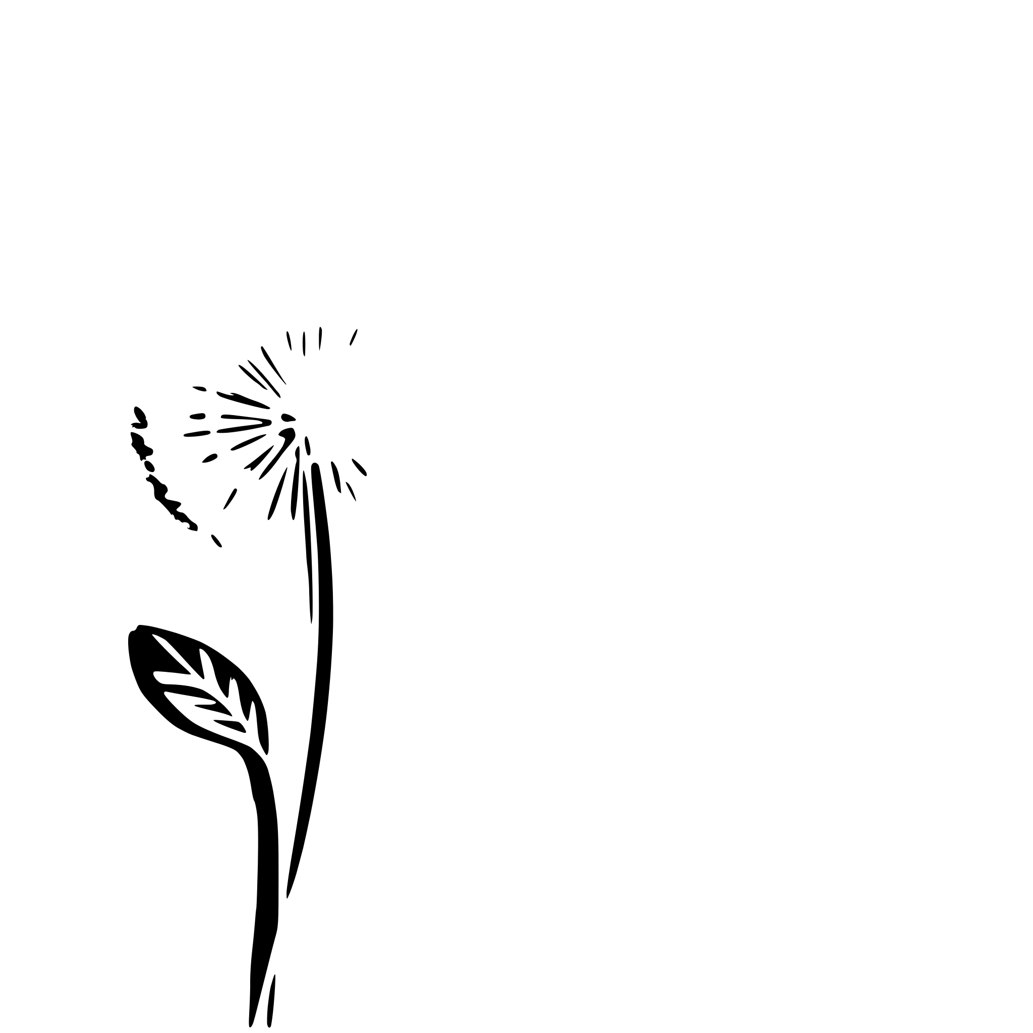 AI-generated SVG of 'dandelion seeds blowing away'