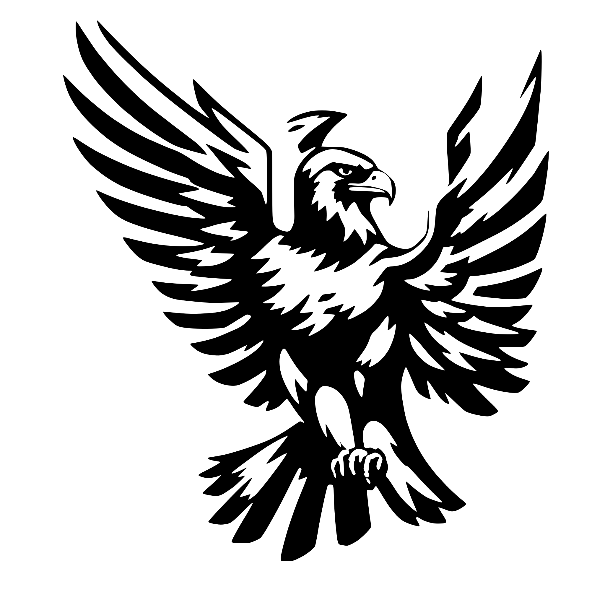 AI-generated SVG of a eagle from front looking right with wings spread