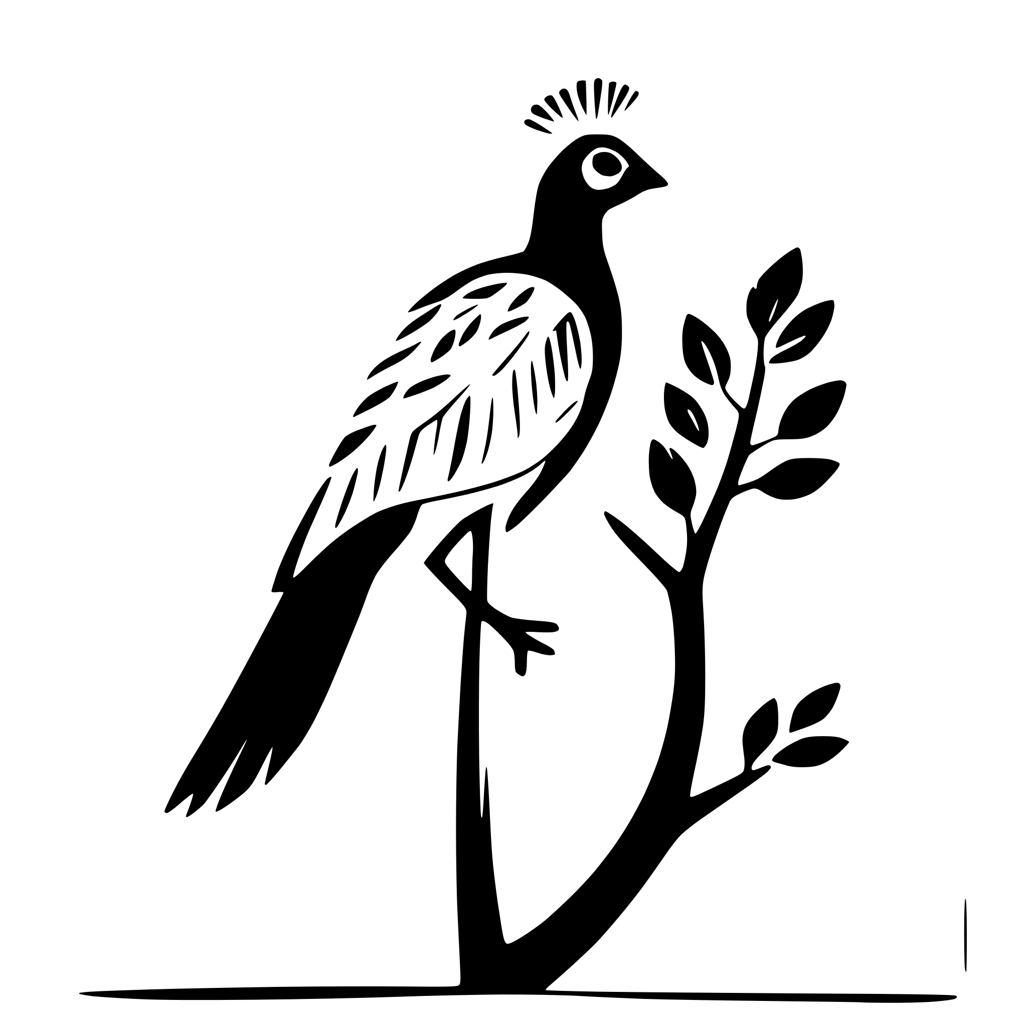 AI-generated SVG of a peacock perched on a branch