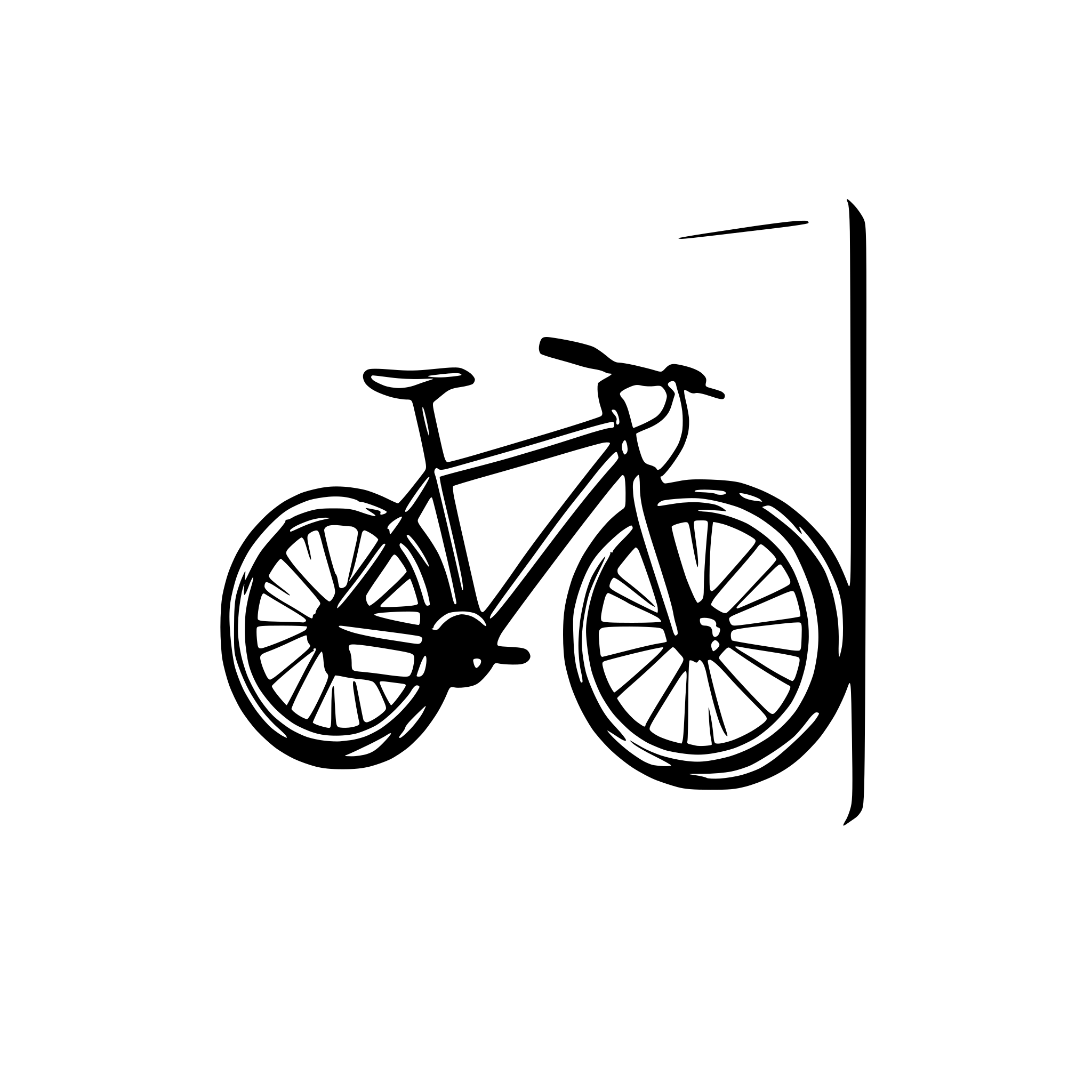 AI-generated SVG of a mountainbike breaking out of a picture frame