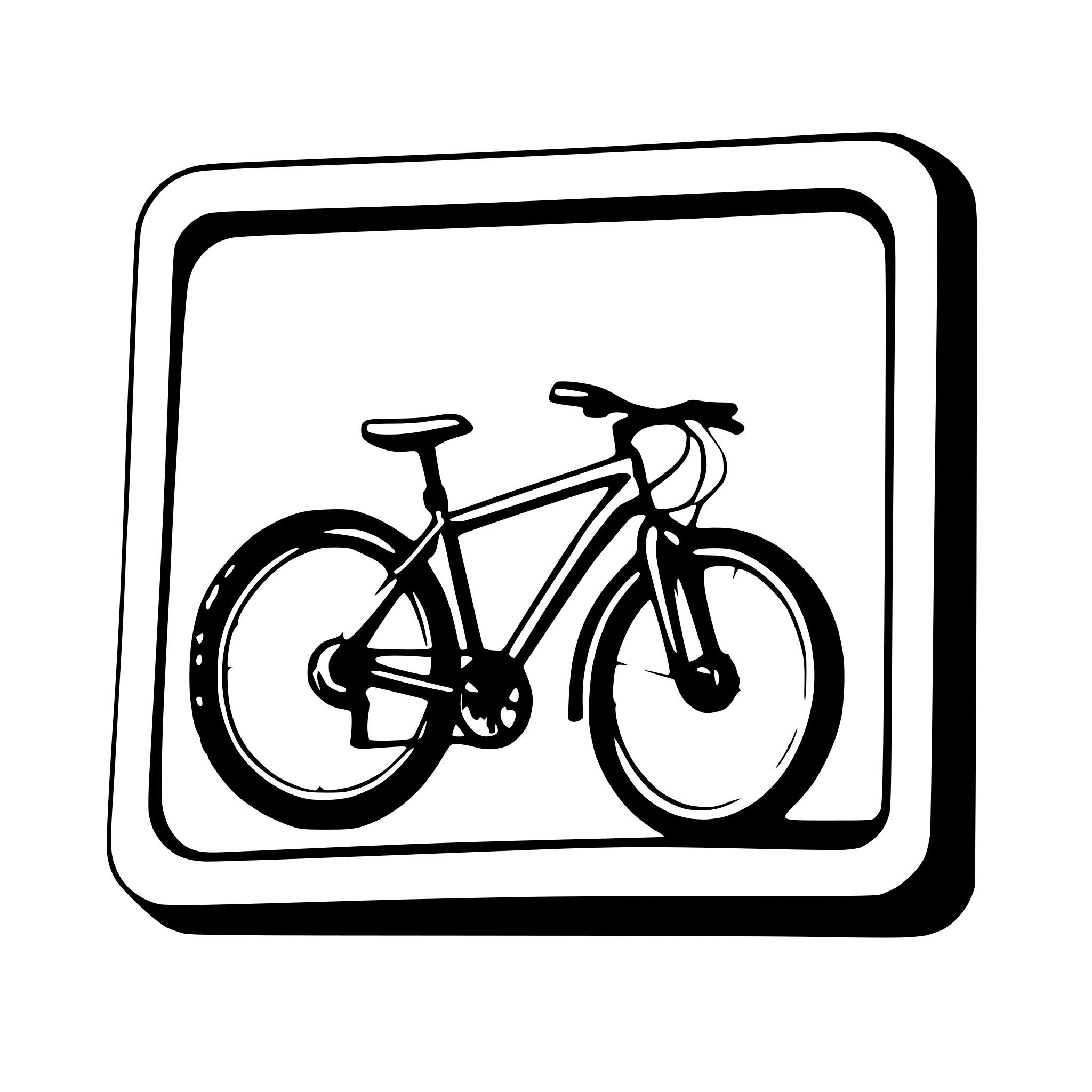 AI-generated SVG of a mountainbike breaking out of a picture frame