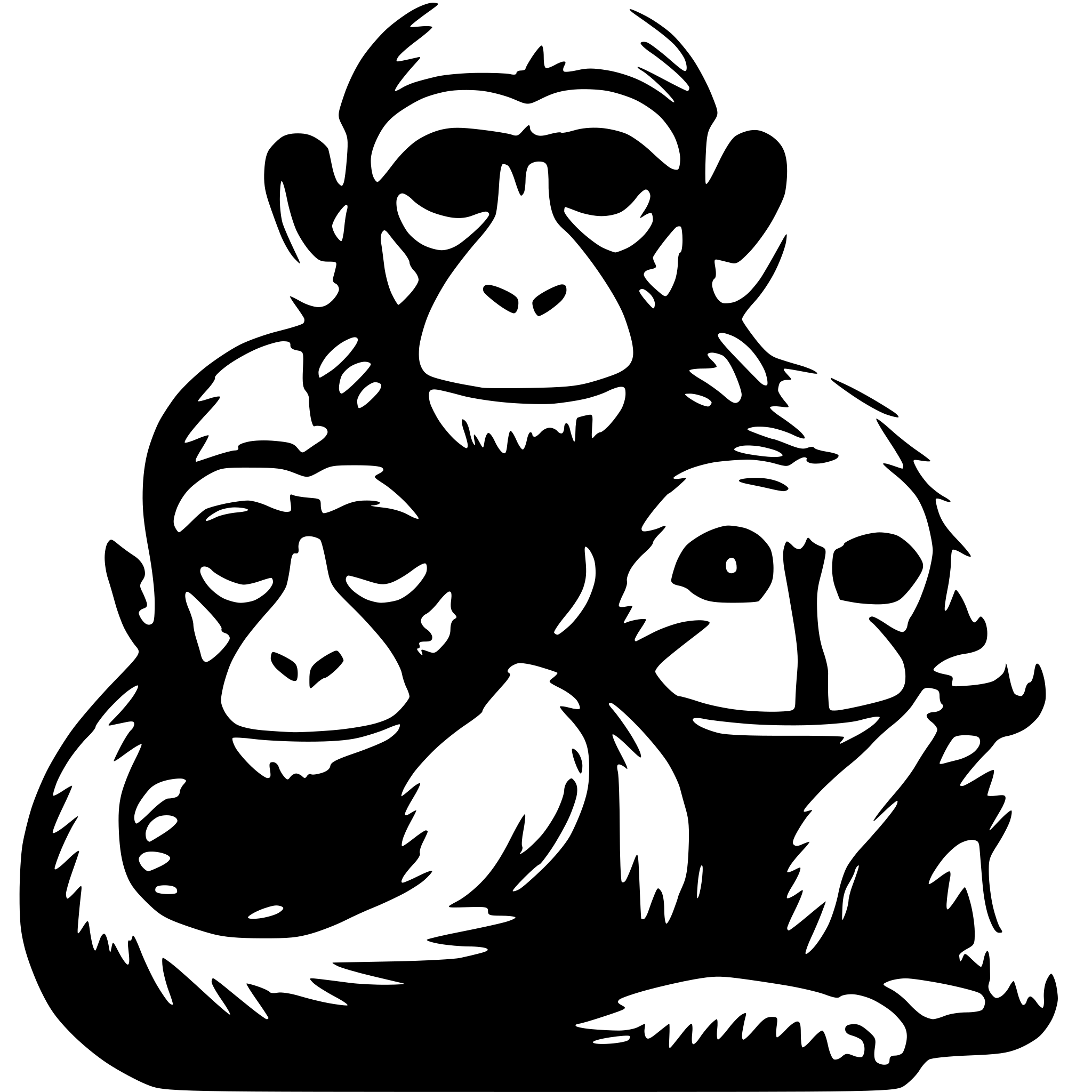 AI-generated SVG of 'Three headed monkey stacked'