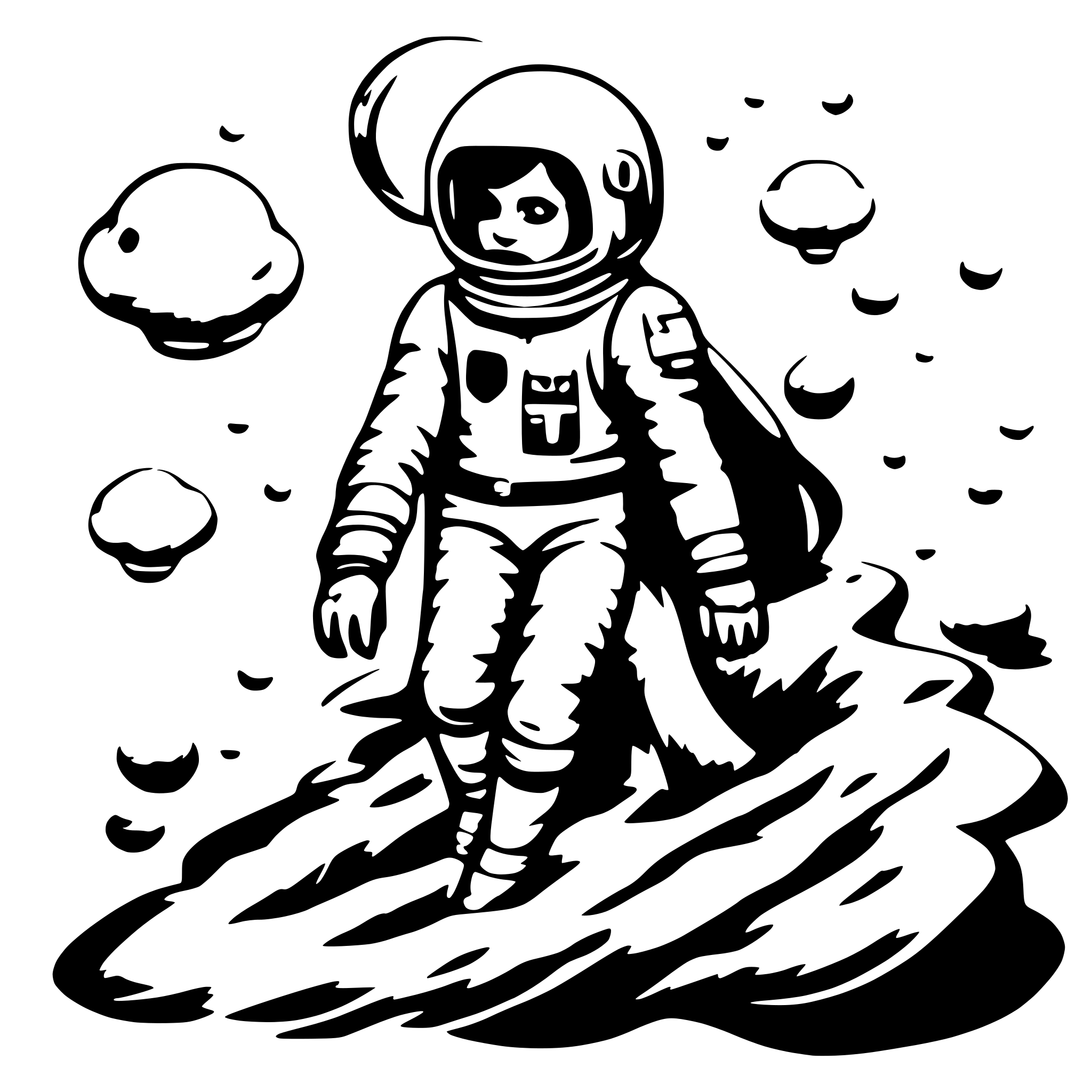 AI-generated SVG of 'astronaut floating between all'
