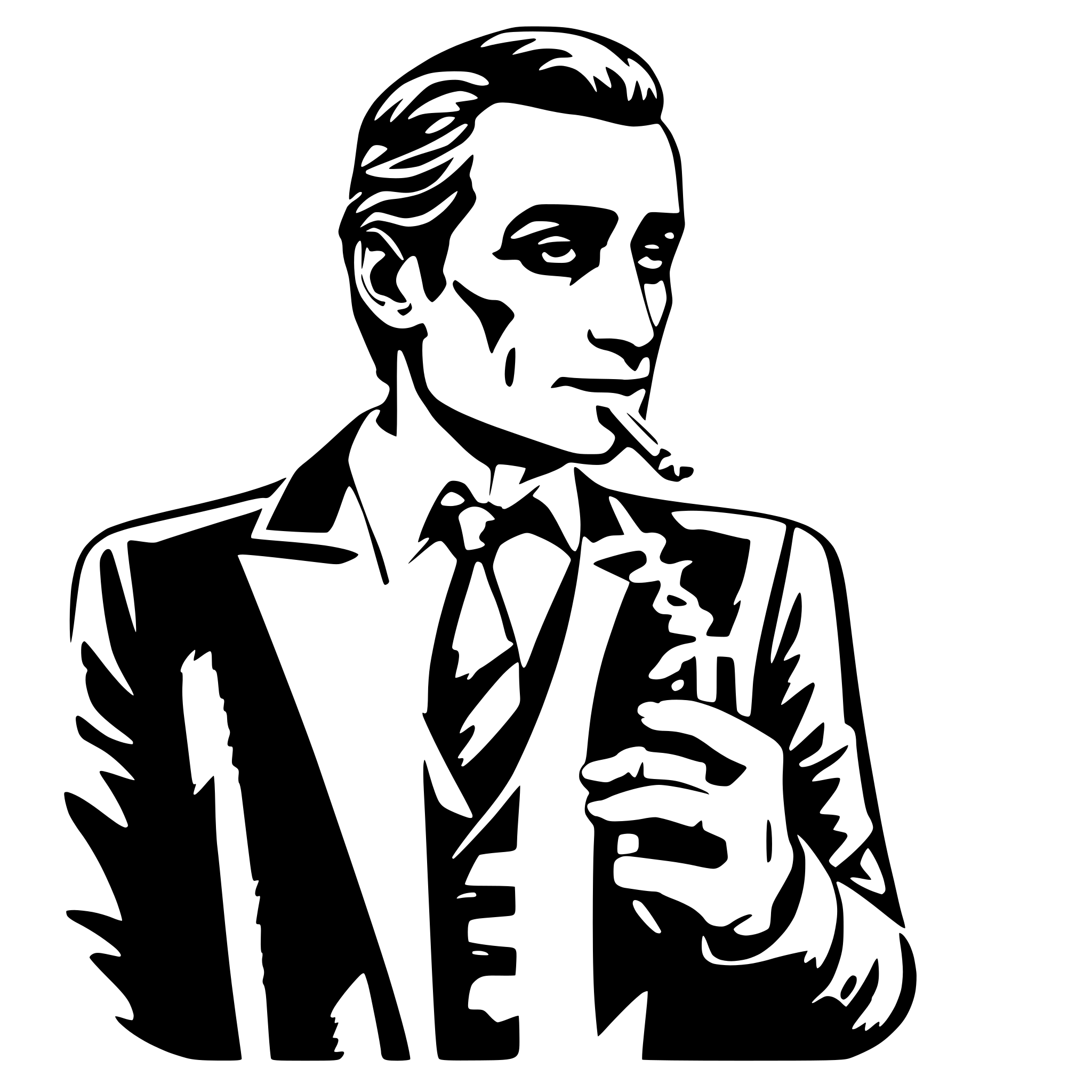 AI-generated SVG of a a sigma man in suit smoking