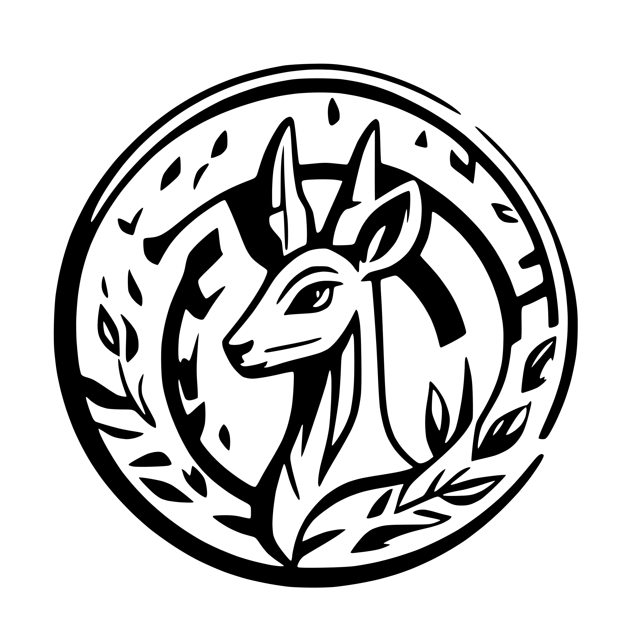 AI-generated SVG of a gazelle head inside a circle