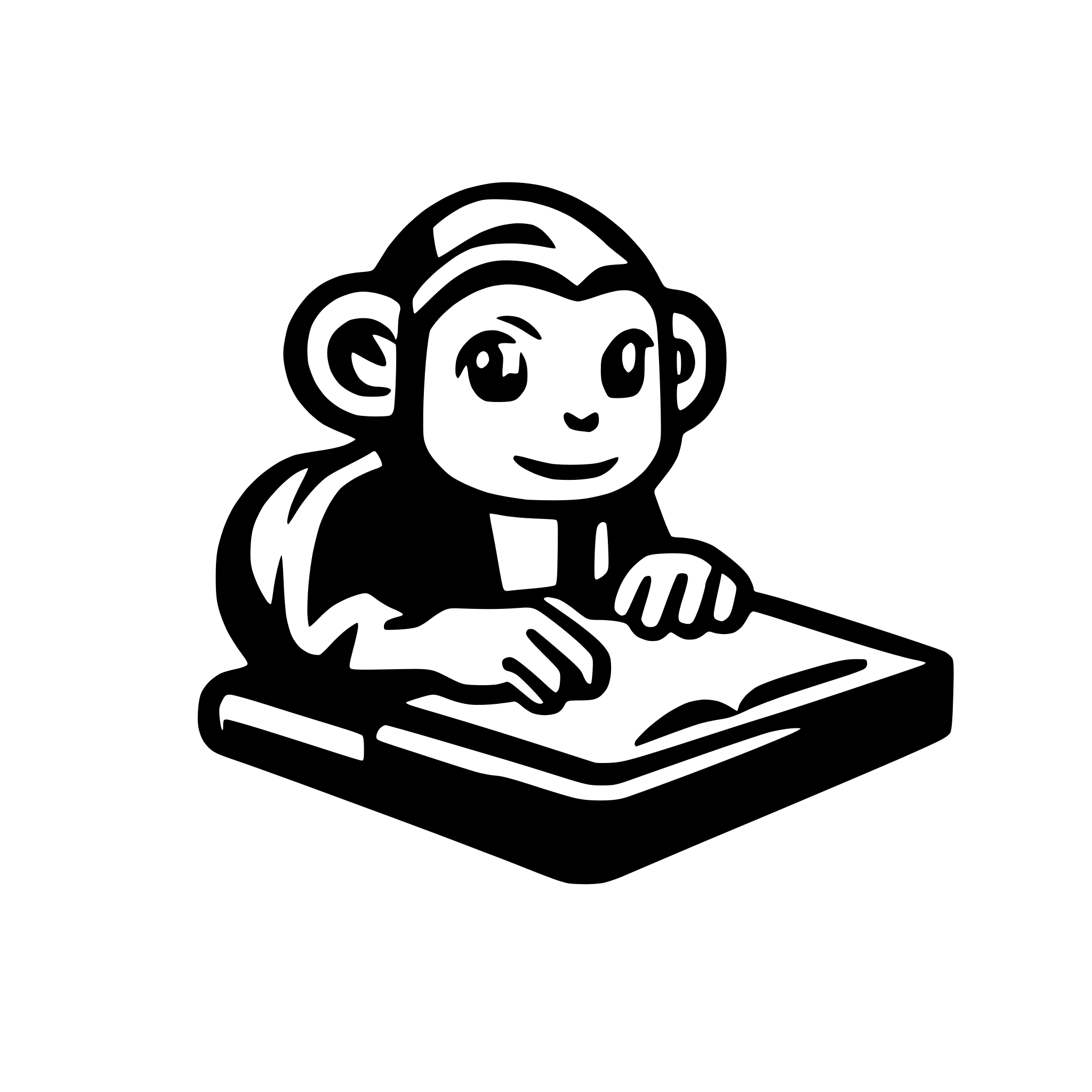 AI-generated SVG of a an icon of a monkey writing a book