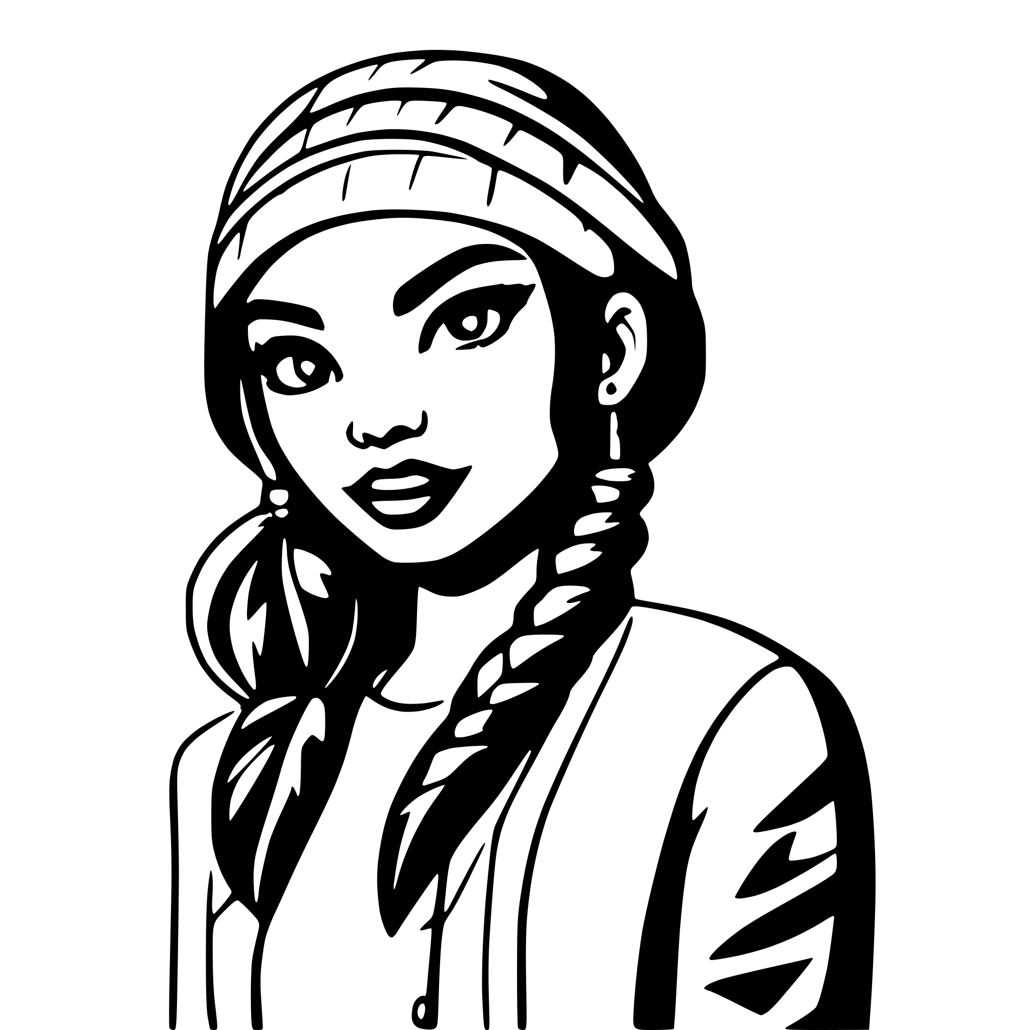 AI-generated SVG of a pop art, comic-style woman of indigenous descent in stylish clothes