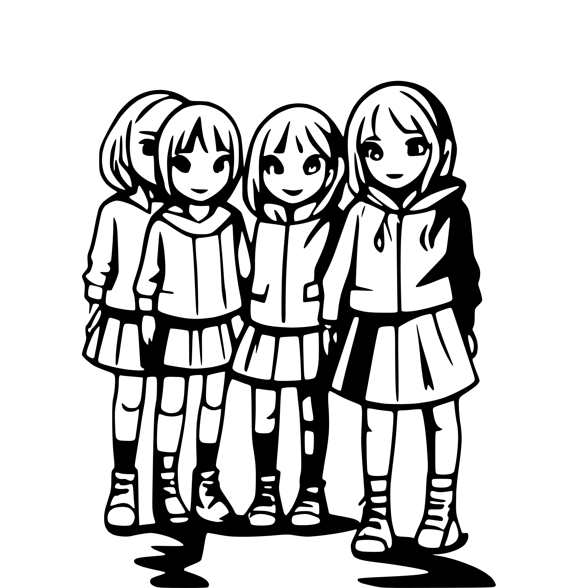 AI-generated SVG of a girls and boys forming a line and holding hands