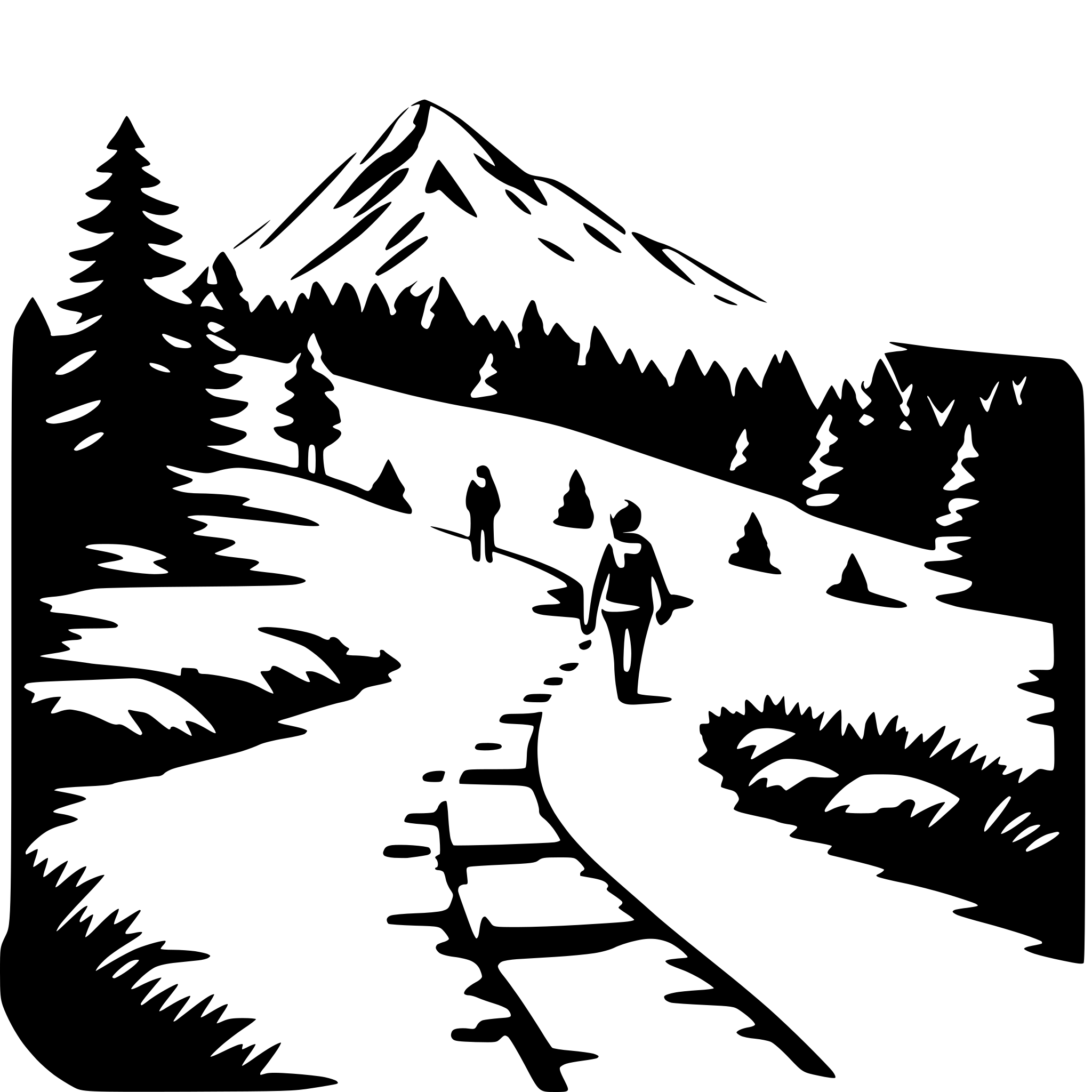 AI-generated SVG of a mountain hike