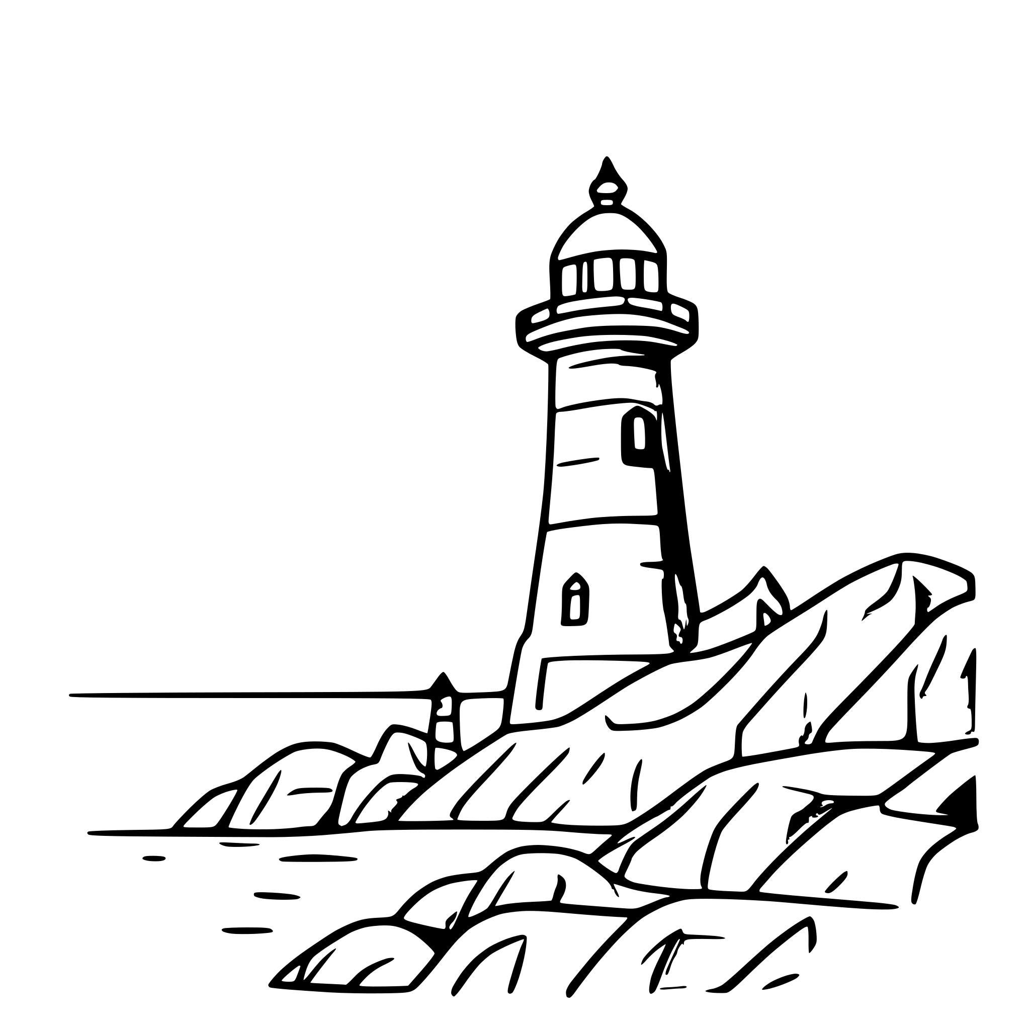AI-generated SVG of a lighthouse sitting on a rocky shoreline
