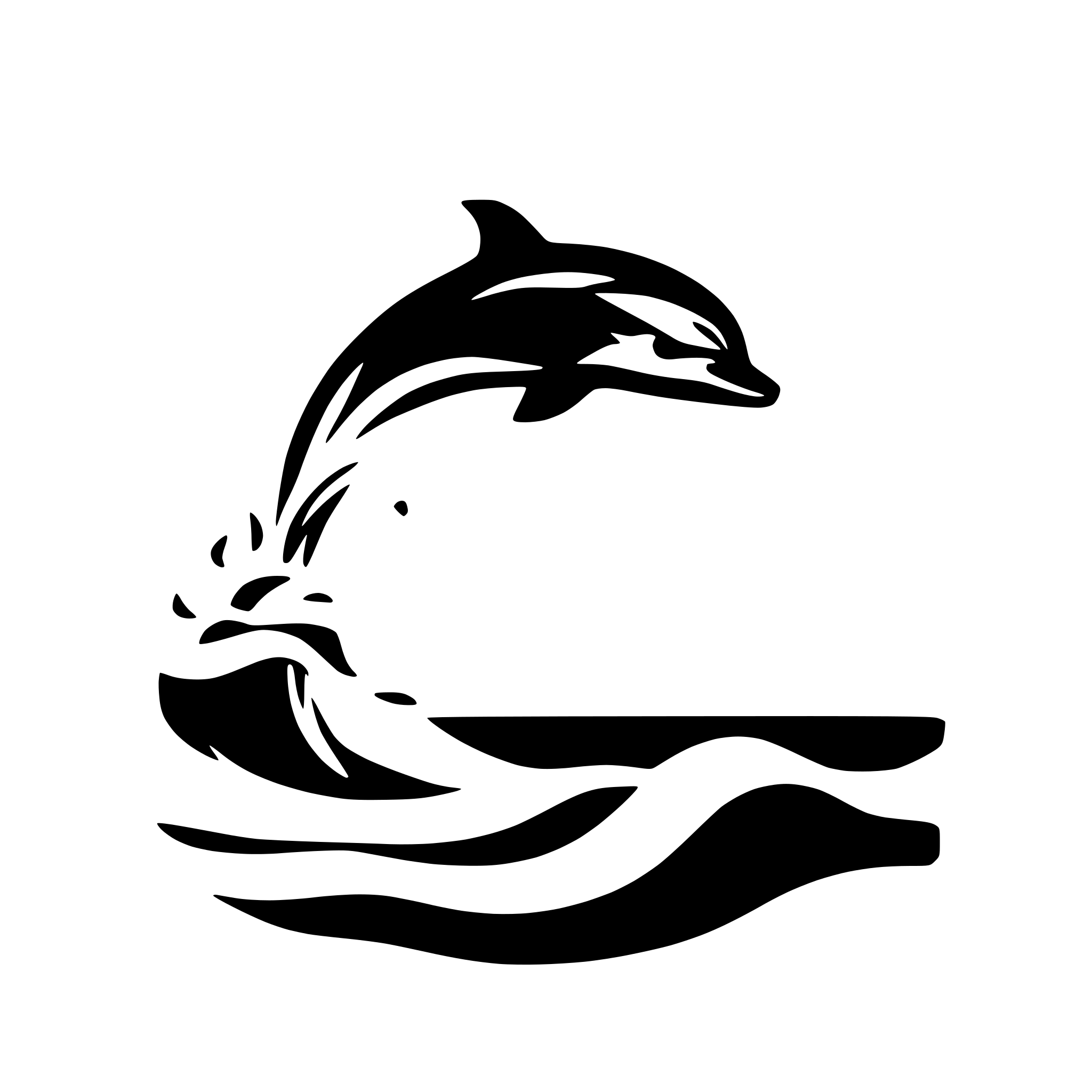 AI-generated SVG of 'dolphin jumping through waves'