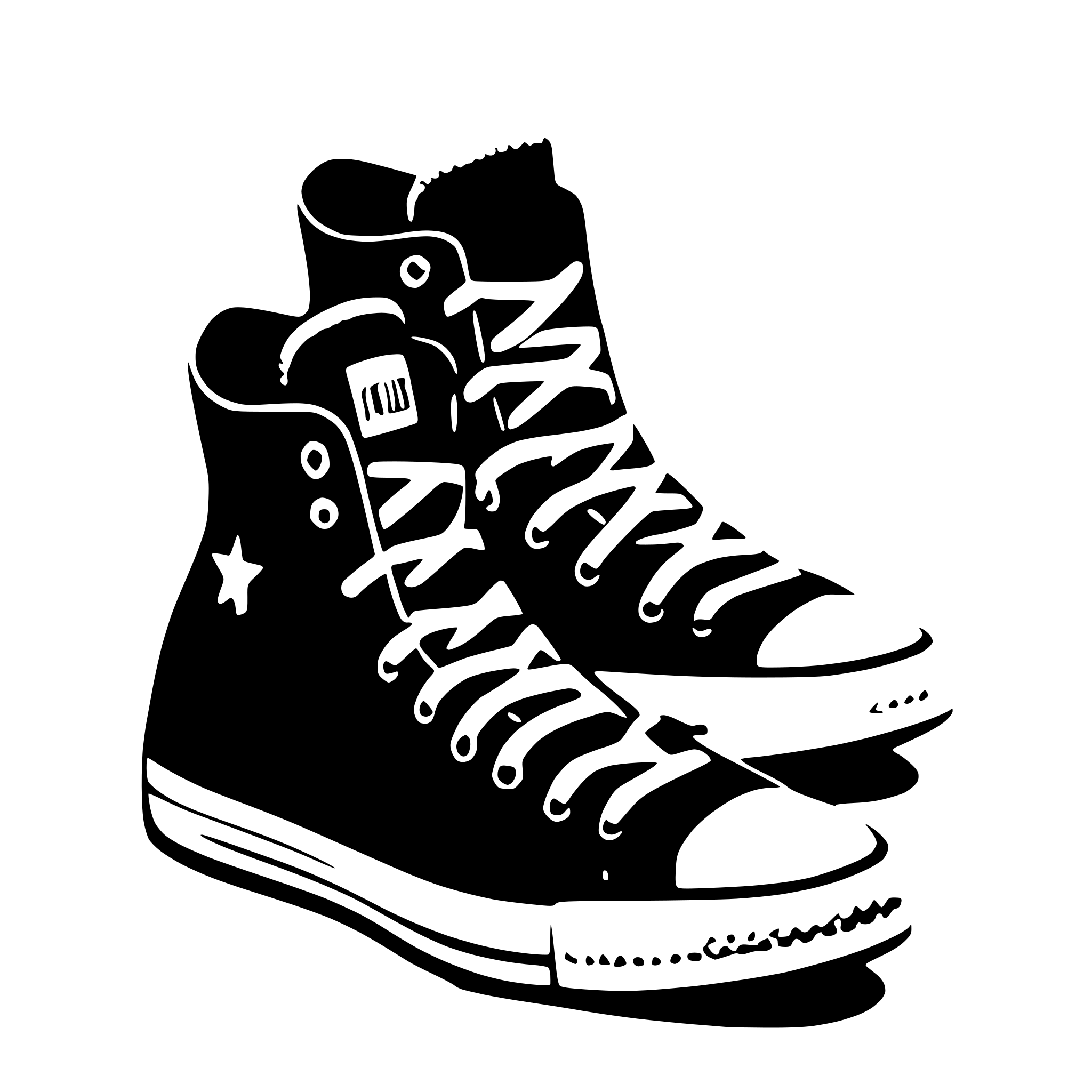 AI-generated SVG of 'Isometric view of a Converse All-Star Chuck Taylor high-top sneaker with an extra wide ankle opening'