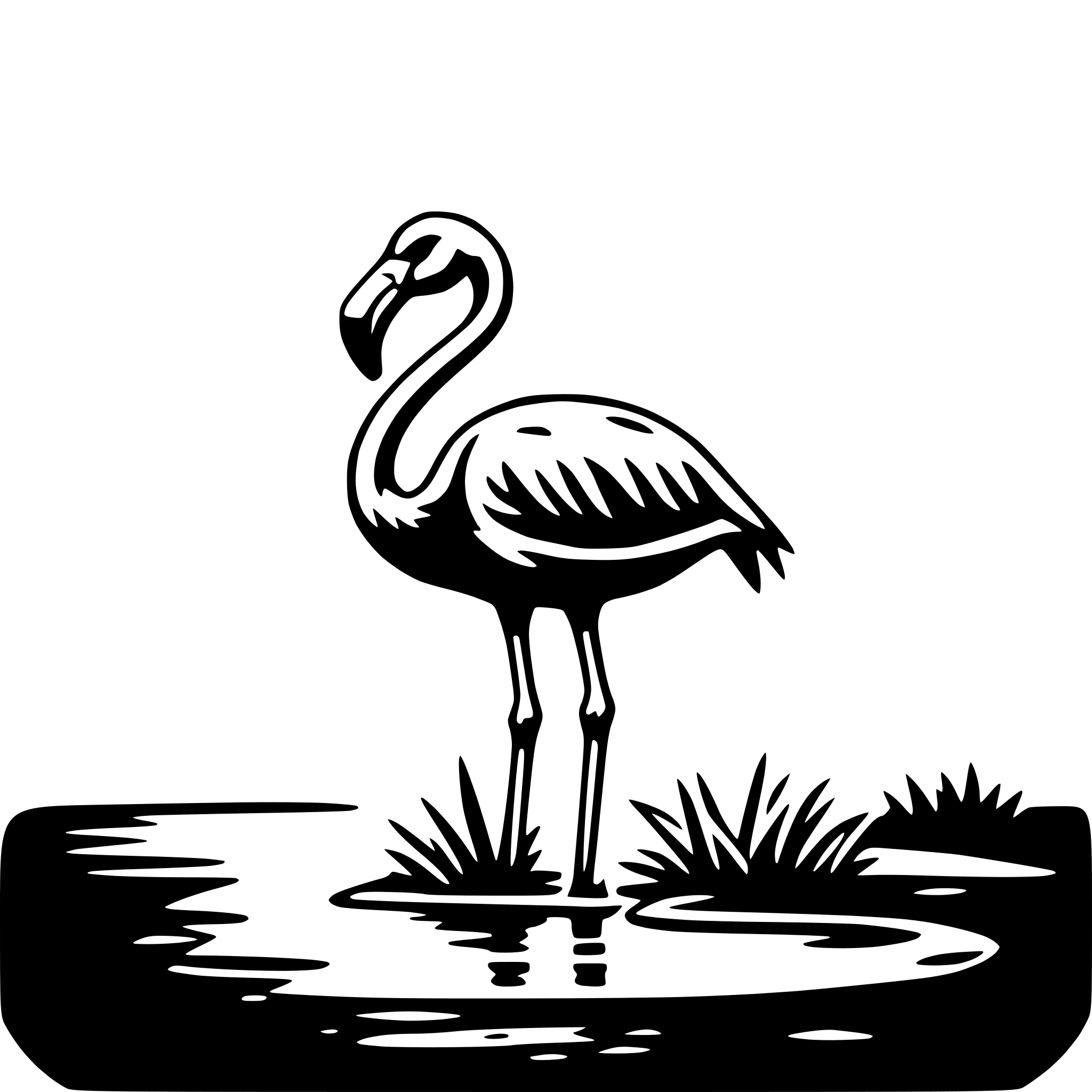 AI-generated SVG of a flamingo standing water