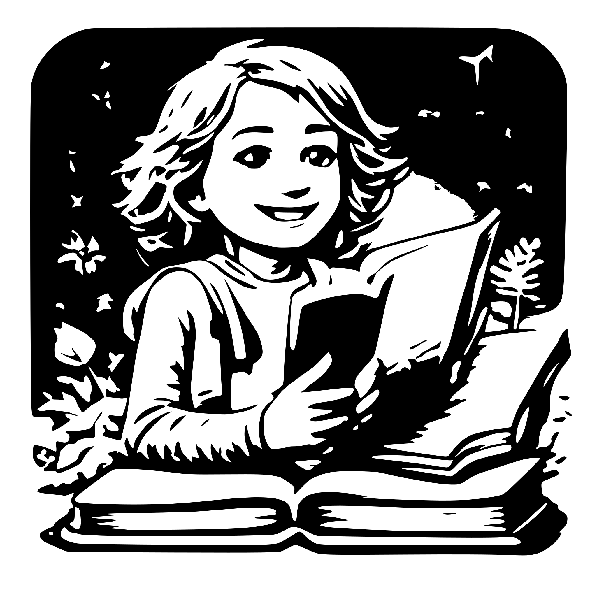 AI-generated SVG of 'happy child with book'