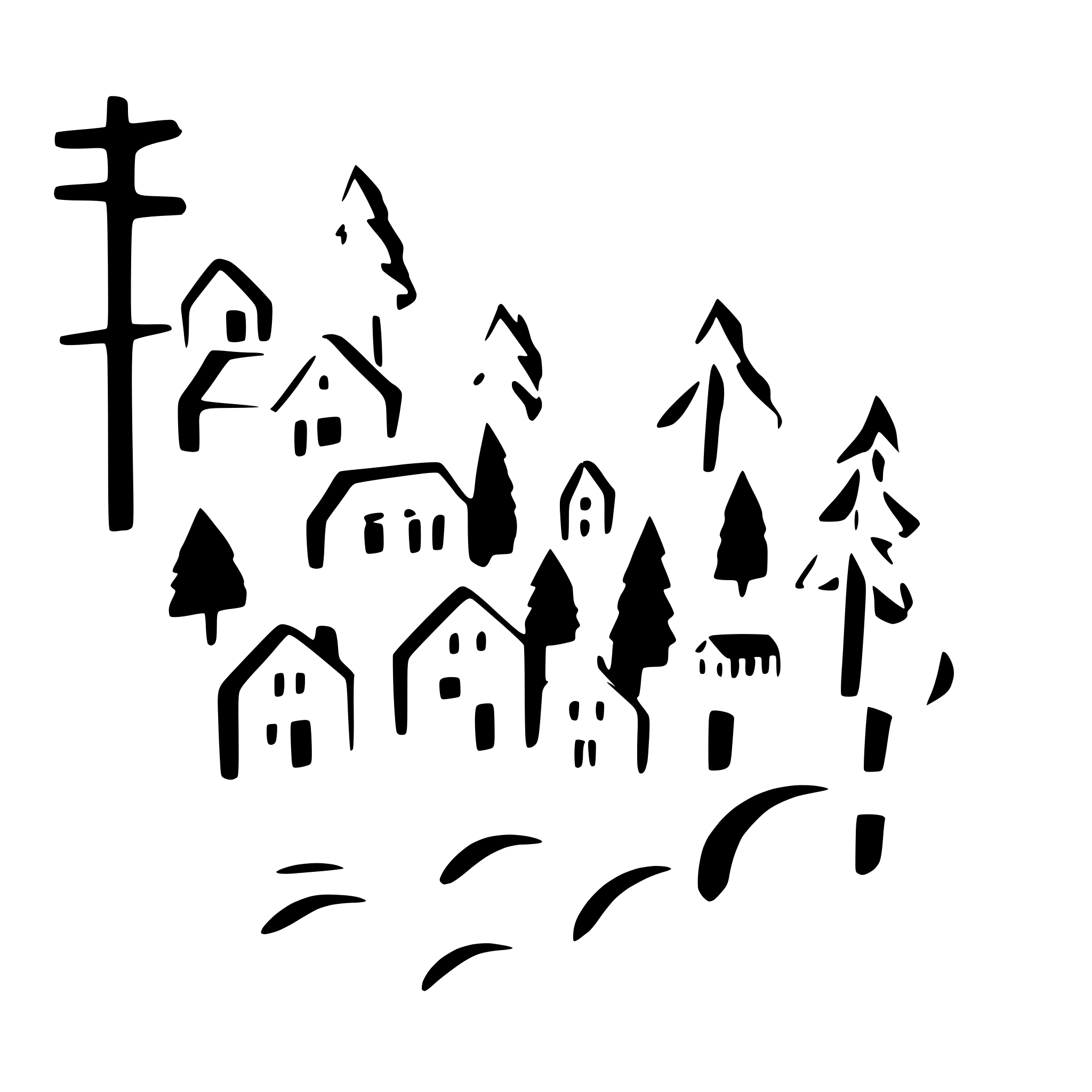 AI-generated SVG of a snowy village with pine trees